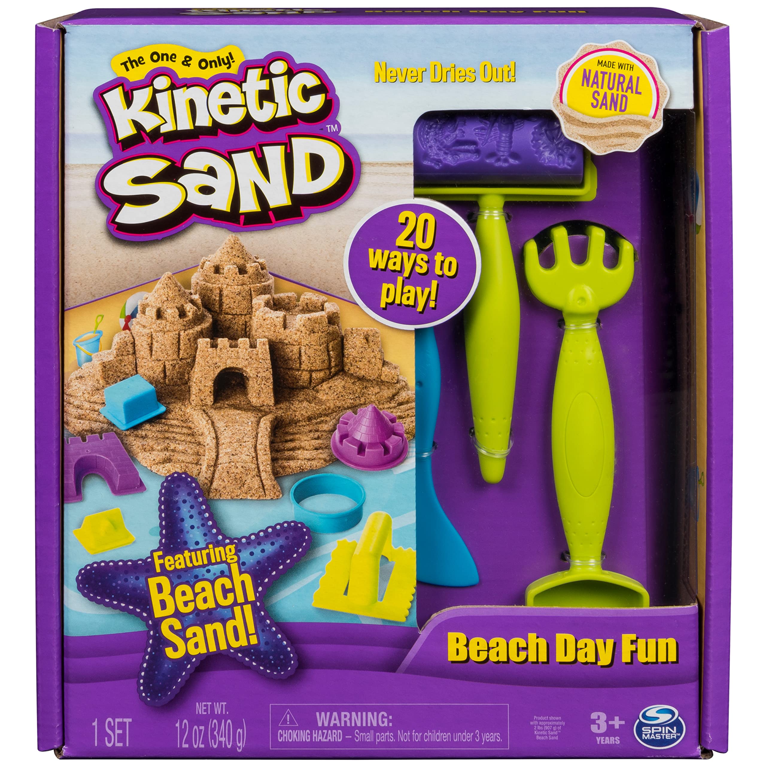Premium Kinetic Sand Playset - 12oz All-Natural Sensory Sand with Castle Molds & Beach Tools | STEM Educational Toy for Kids Ages 3+ | Perfect for Indoor Play, Stress Relief & Creative Sandcastle Building