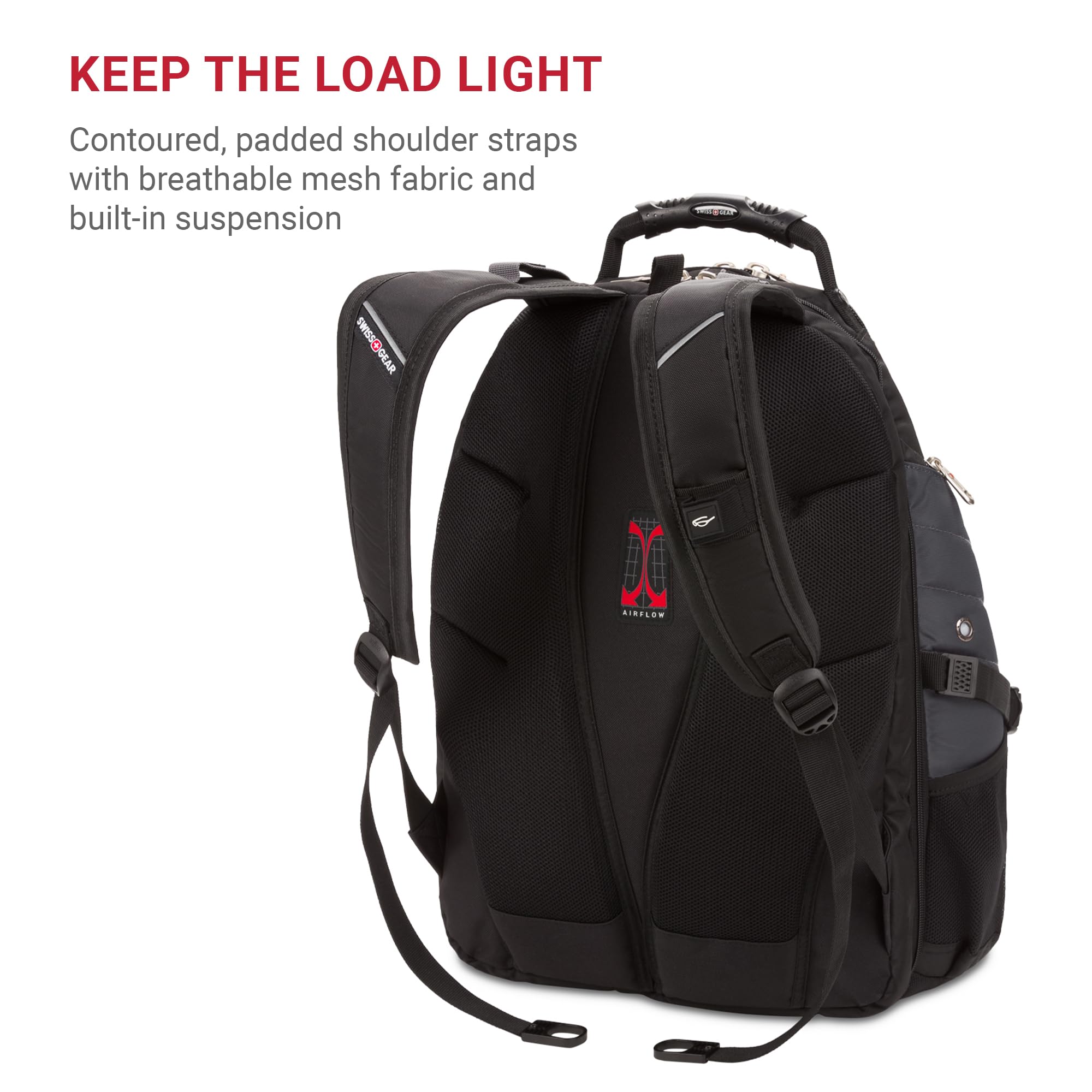 SwissGear 1900 Scansmart TSA Approved 17 Inch Laptop Backpack - Grey & Black for Business Travel, College & Commuting - Fits Up to 19 Inch Laptops