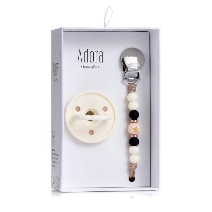 Adora Pacifier & Clip Set - BPA-Free Baby Soother with Silicone Nipple & Secure Holder for Newborns & Toddlers - Perfect for On-the-Go, Travel, and Everyday Use