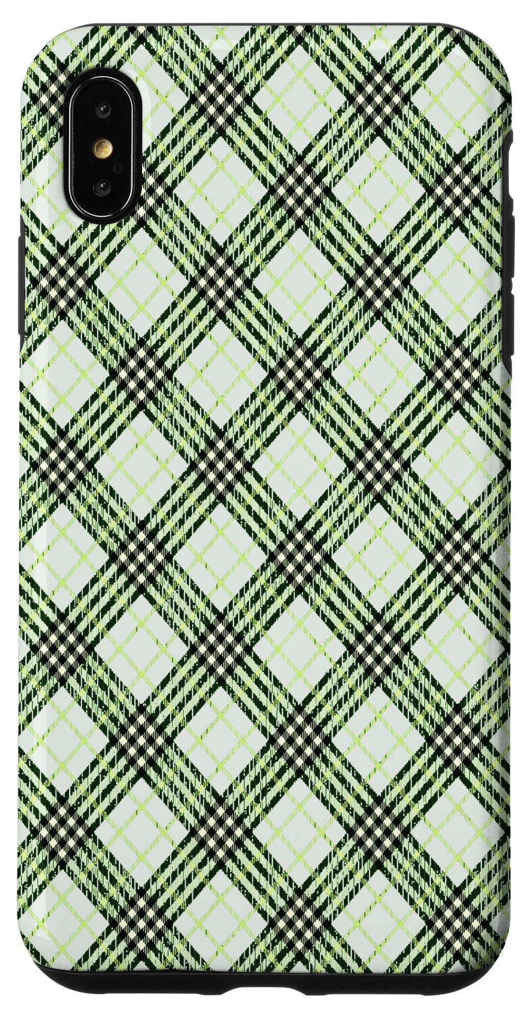 iPhone XS Max Case - Black Plaid Flannel Check Buffalo Gingham Quilt Pattern Phone Cover | Durable Protection for Everyday Use, Travel & Outdoor Activities