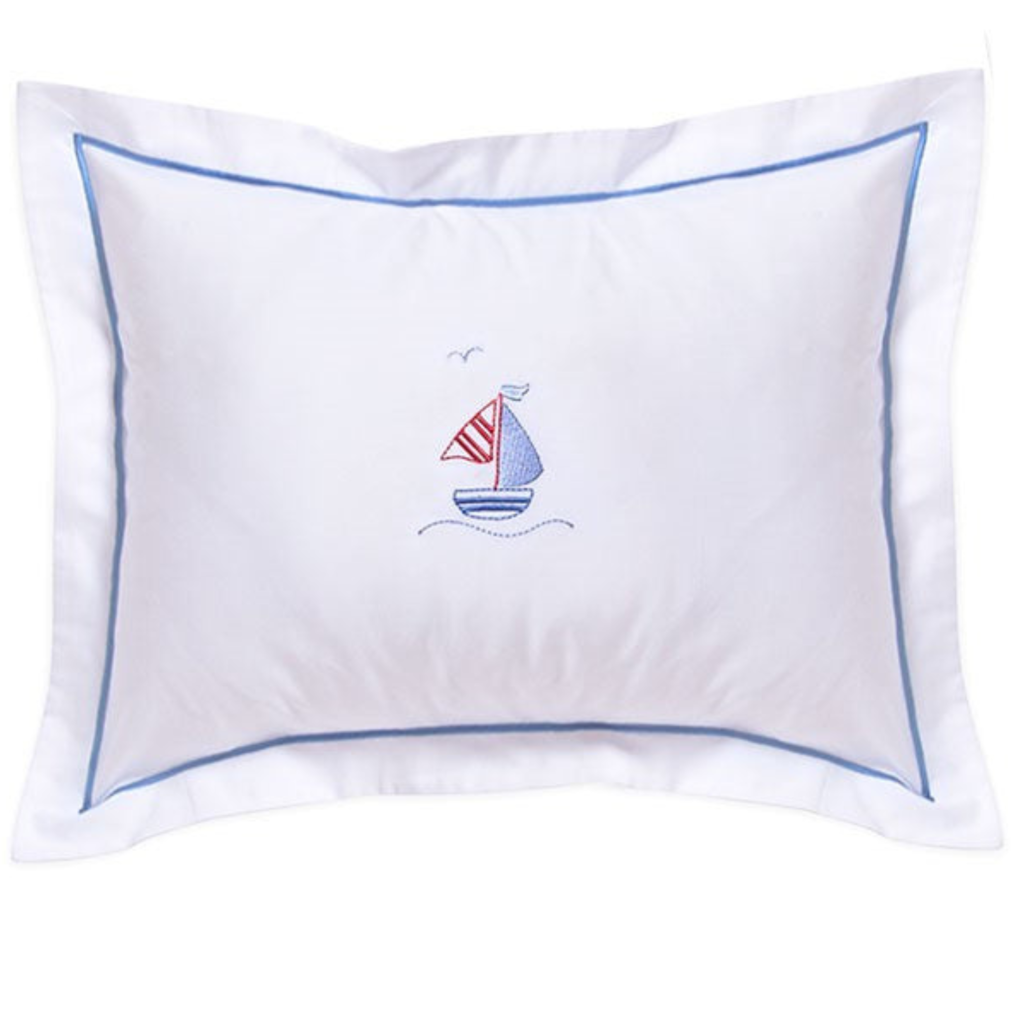 Sailboat & Seagull Blue Baby Boudoir Pillow Cover - Soft Nursery Decor for Boys & Girls - Perfect for Cribs, Rocking Chairs & Photo Props
