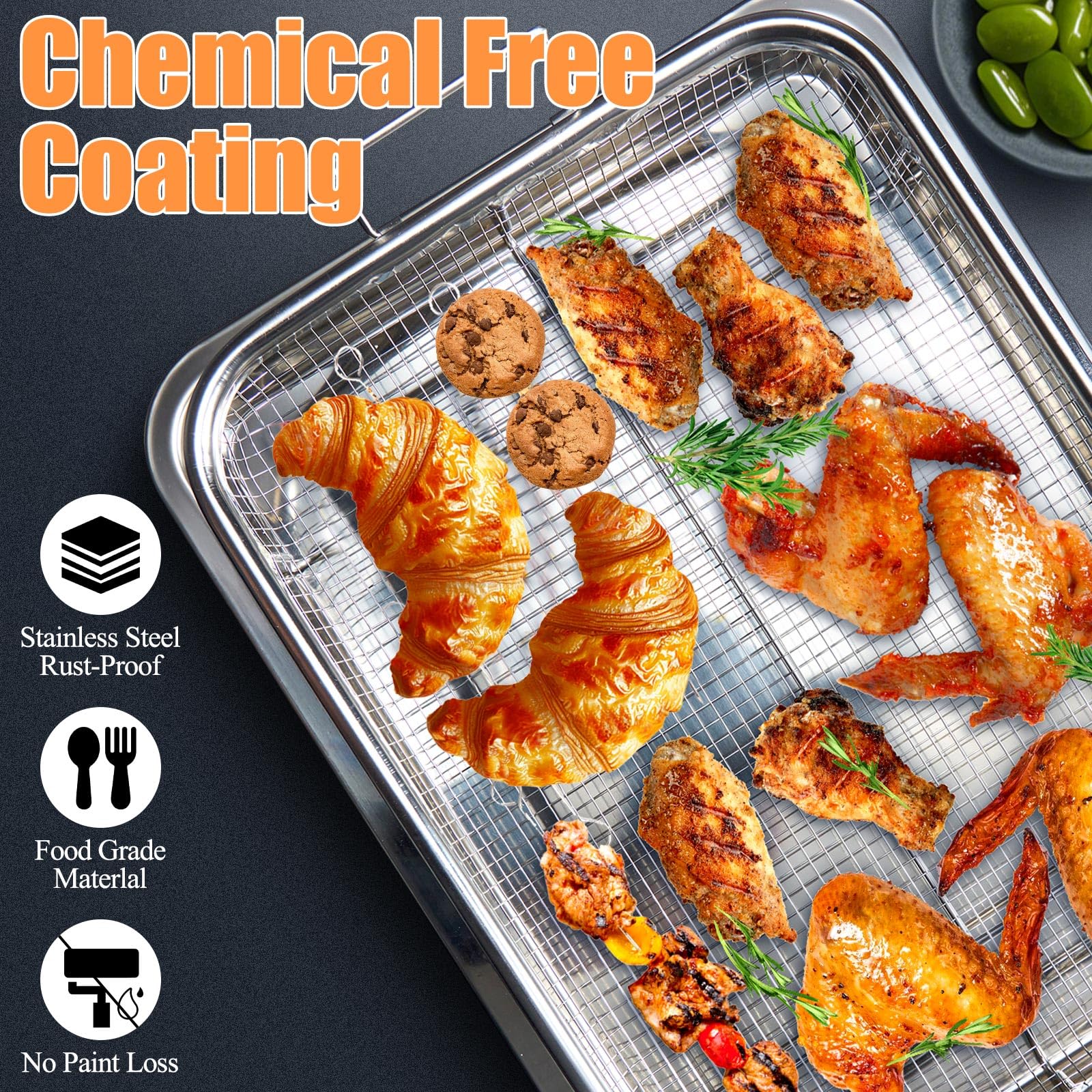Eyourlife Stainless Steel Air Fryer Basket & Tray - 11.6
