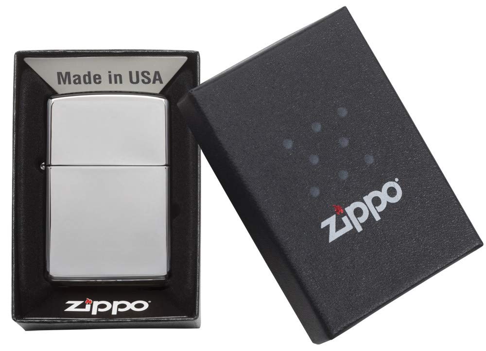 Zippo 250 Classic High Polish Chrome Windproof Pocket Lighter - Refillable & Durable for Outdoor Camping, Hiking, Survival & Everyday Carry (EDC)