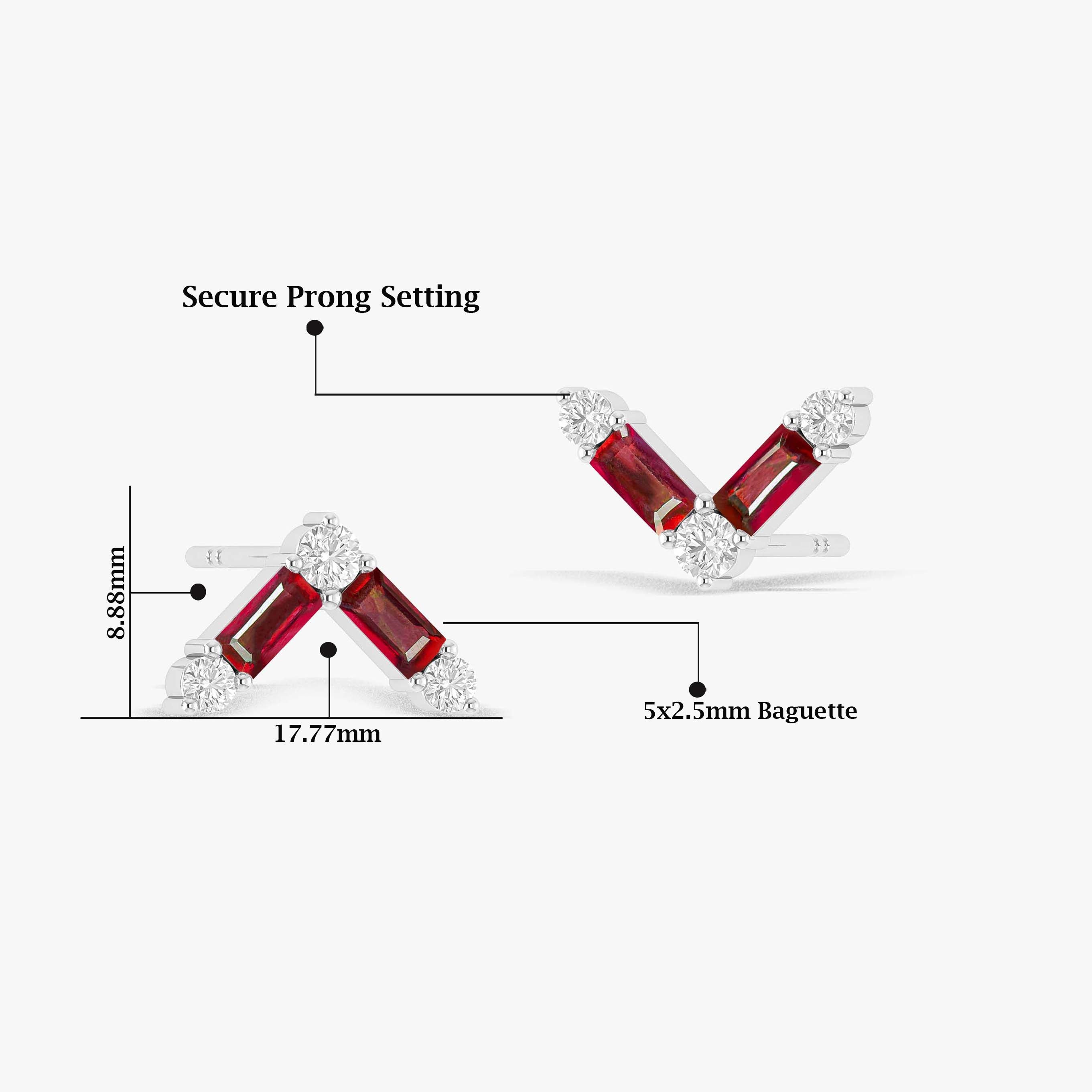 Natural Ruby AV Style Stud Earrings for Women - Genuine Gemstone Jewelry Gift for Birthday, Anniversary & Special Occasions | Perfect for Parties, Weddings & Everyday Wear