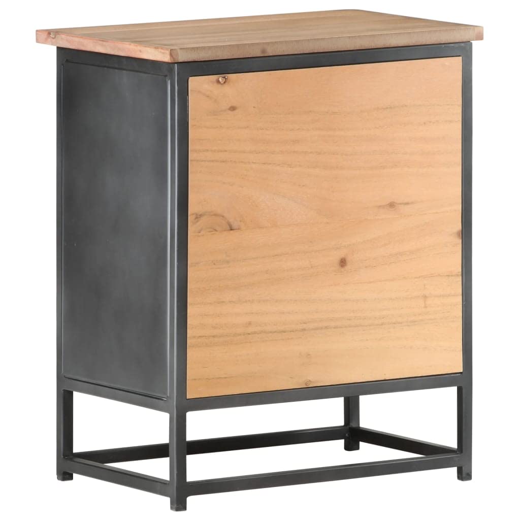 Rustic Metal Frame End Table with Solid Acacia Wood Top - 15.7