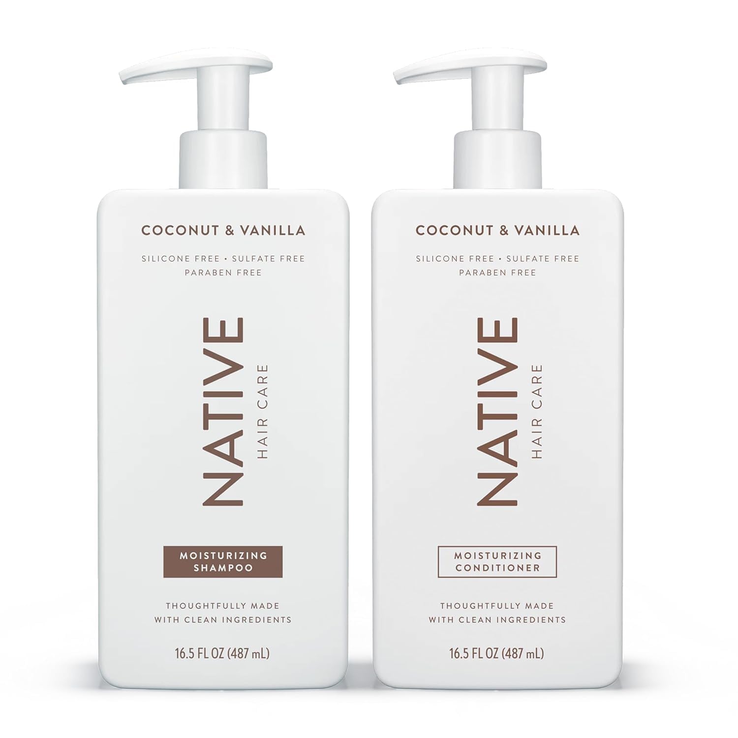Organic Coconut & Vanilla Shampoo and Conditioner Set - Sulfate-Free, Dye-Free for All Hair Types (Fine, Dry, Damaged, Color-Treated) - 16.5 Fl Oz Twin Pack - Perfect for Daily Hair Care & Salon-Quality Results at Home