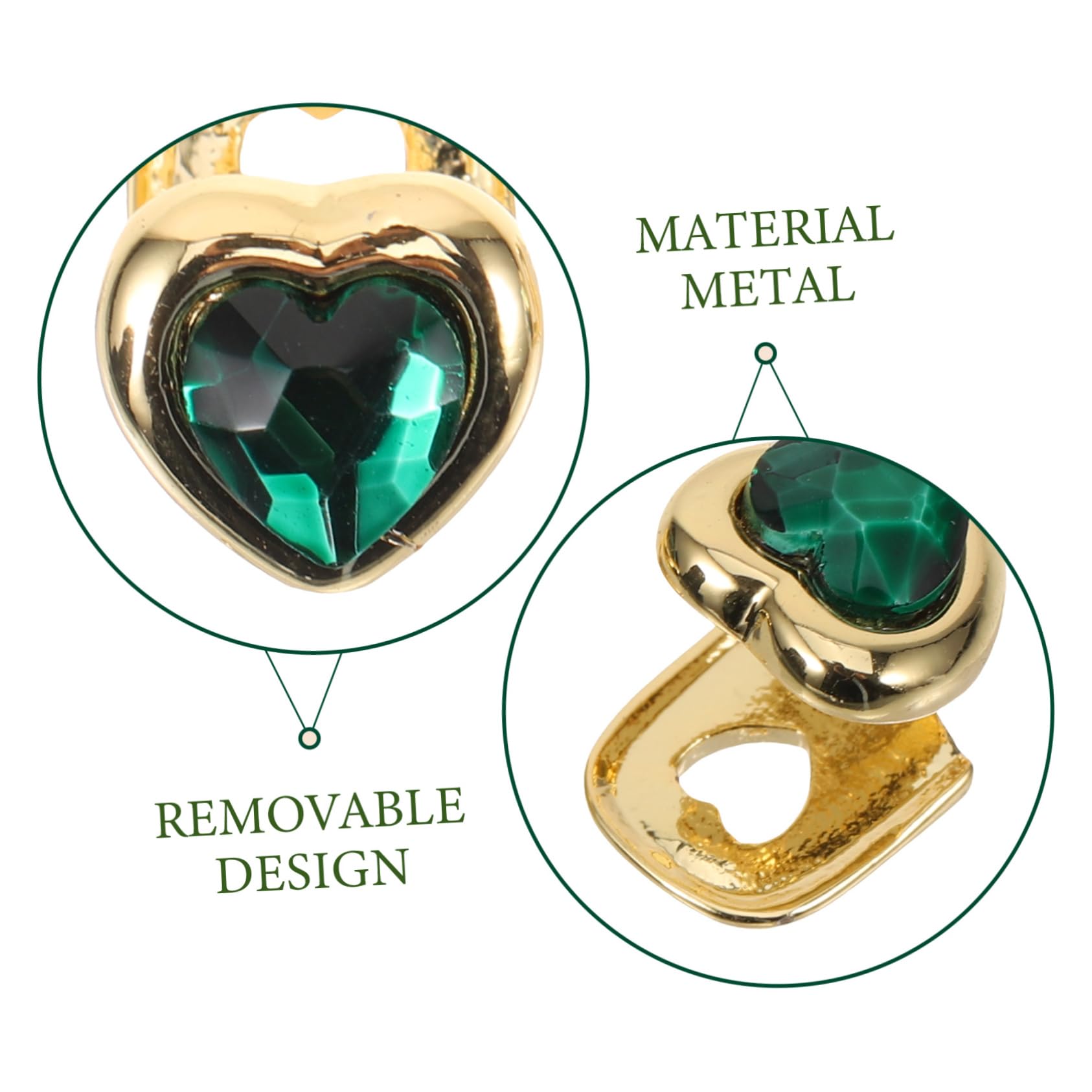 Kesyoo Green Gemstone Heart Design Gold Teeth Grill Braces - Costume Dental Jewelry for Men & Women - Perfect for Halloween, Cosplay & Hip Hop Fashion