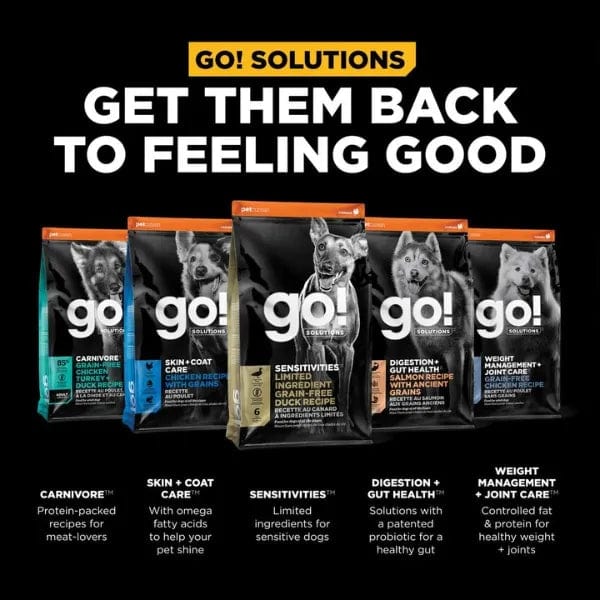 Go! Solutions Sensitivities Limited Ingredient Grain-Free Duck Recipe Dry Dog Food - Hypoallergenic & Digestive Support for Dogs with Food Allergies - Perfect for Sensitive Stomach & Skin Health