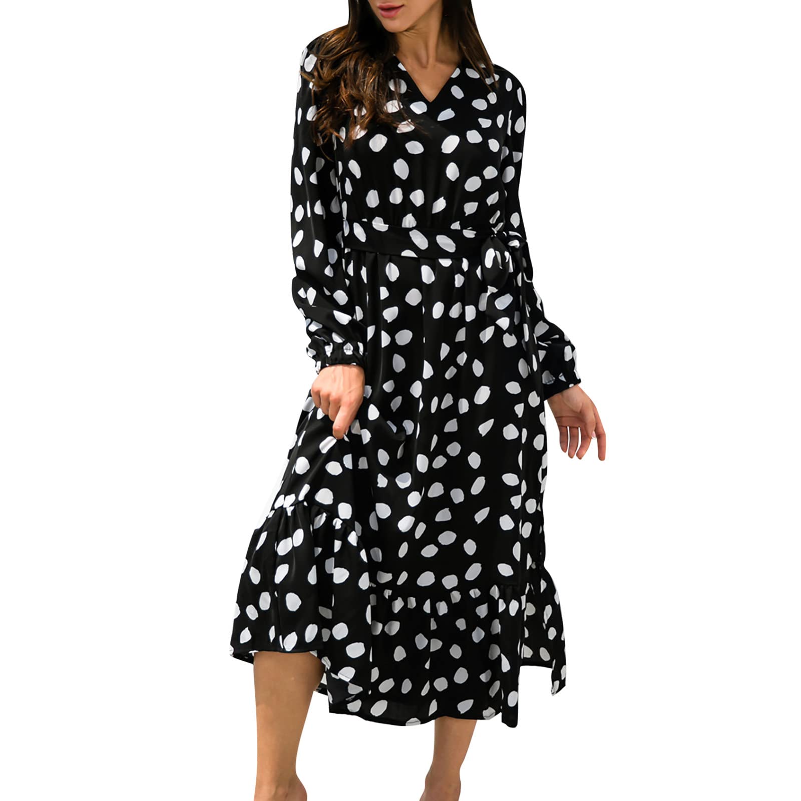Elegant Casual Boho Dress for Women - Long Sleeve Flowy Swing Dress, Loose Comfortable Maxi Dress for Fall | Perfect for Outdoor Events, Date Nights & Boho Fashion