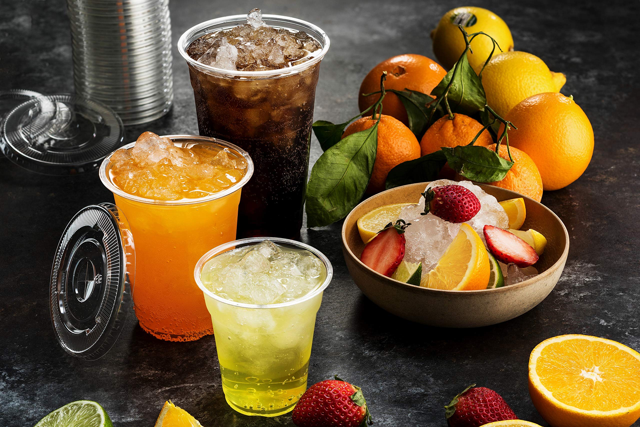12 oz. Disposable Plastic Cups with Lids - 6 Packs of 100 | Eco-Friendly Party Cups for Cold Drinks, Bubble Tea, Boba, Iced Coffee, Smoothies & Juices | Perfect for Parties, BBQs, Picnics & Office Events