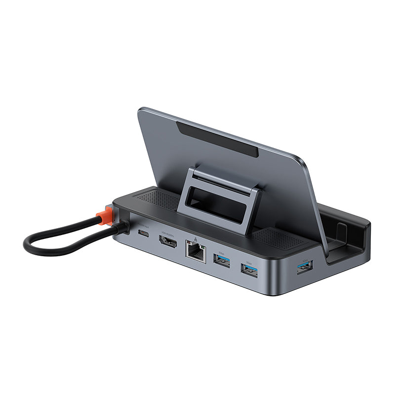 Baseus GamerX Series 6-in-1 USB C Hub with HDMI, 3x USB 3.0, PD Charging & Ethernet Adapter - Gray - Perfect for Gaming, Work & Travel Connectivity