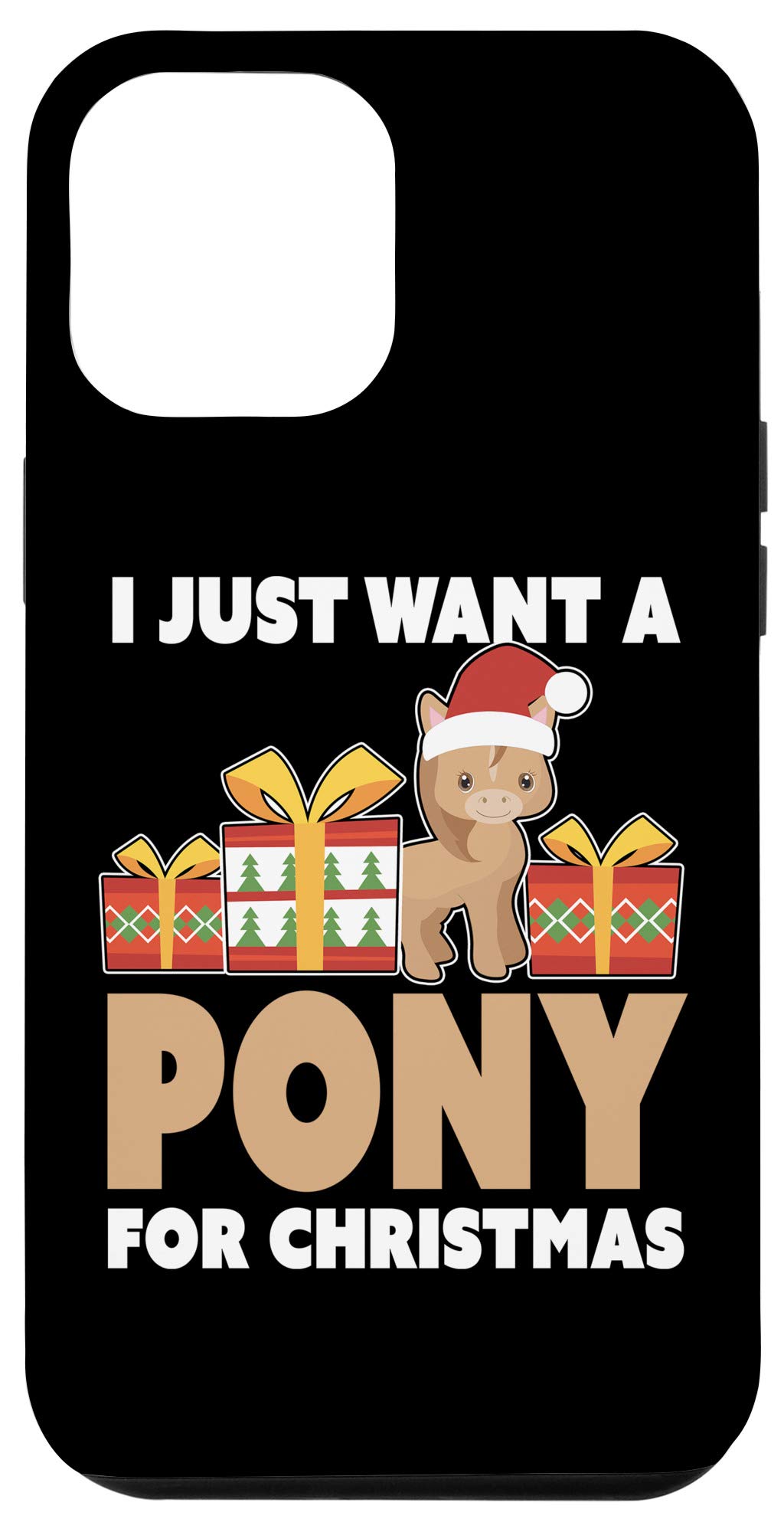 iPhone 12 Pro Max Christmas Pony Phone Case - Cute Holiday Design Protective Cover for Apple iPhone 12 Pro Max (Perfect Gift for Christmas, Stocking Stuffer, Holiday Party)