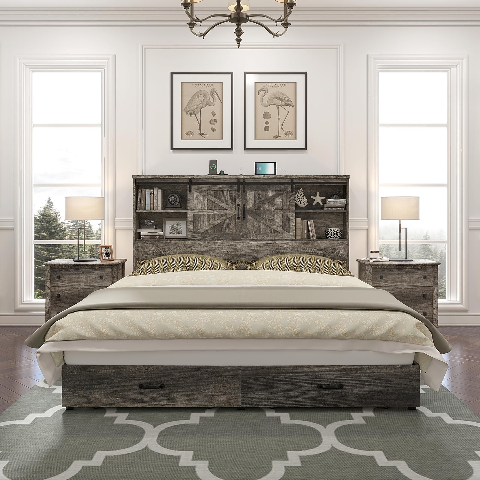 King Size Wood Platform Bed Frame with 51.2