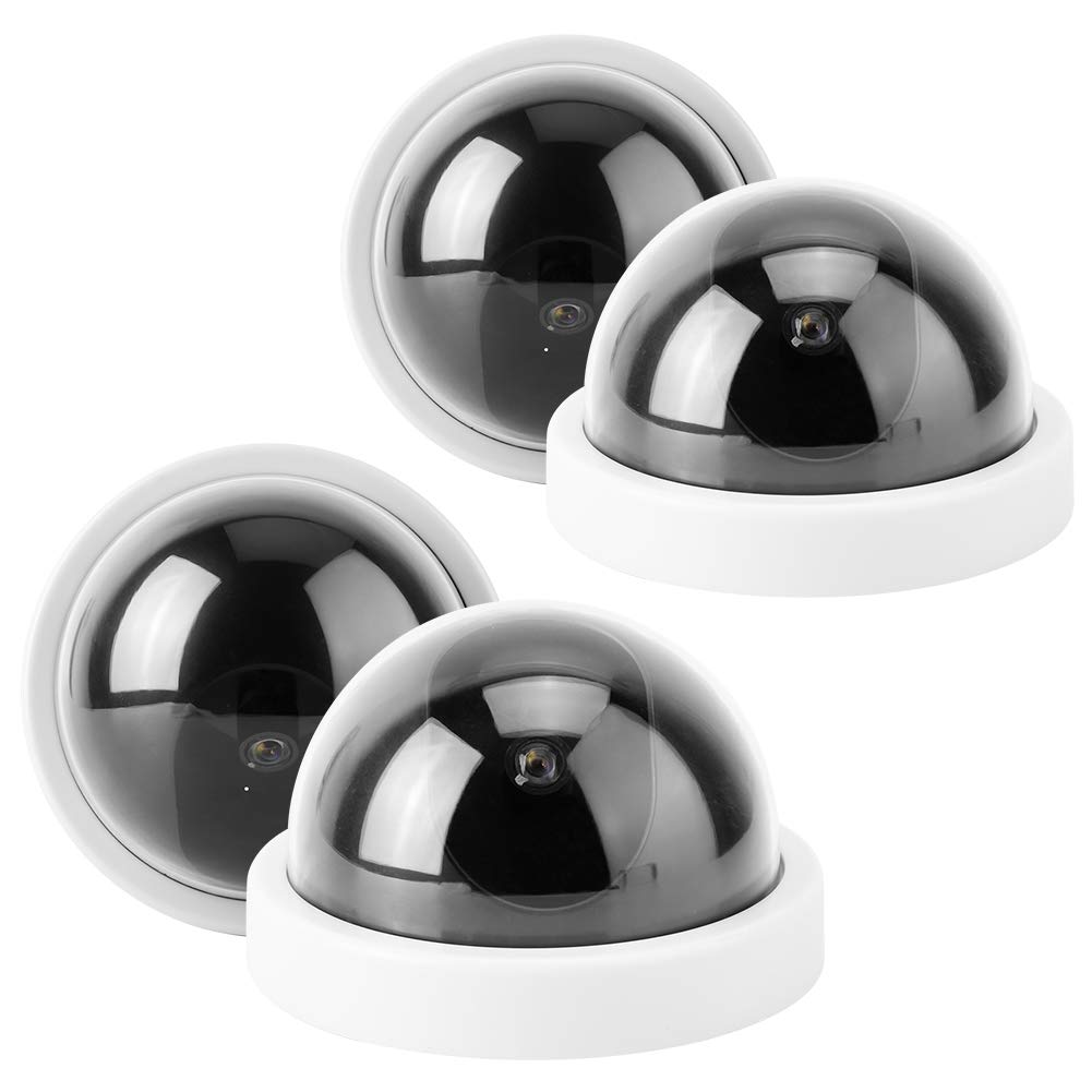 03 LED Fake Security Camera with Flashing Light - 4 Pack Dummy Surveillance Cameras for Home, Office, Supermarkets & Hotels - Realistic Simulation Decoy (White) | Ideal for Crime Deterrent & Property Protection