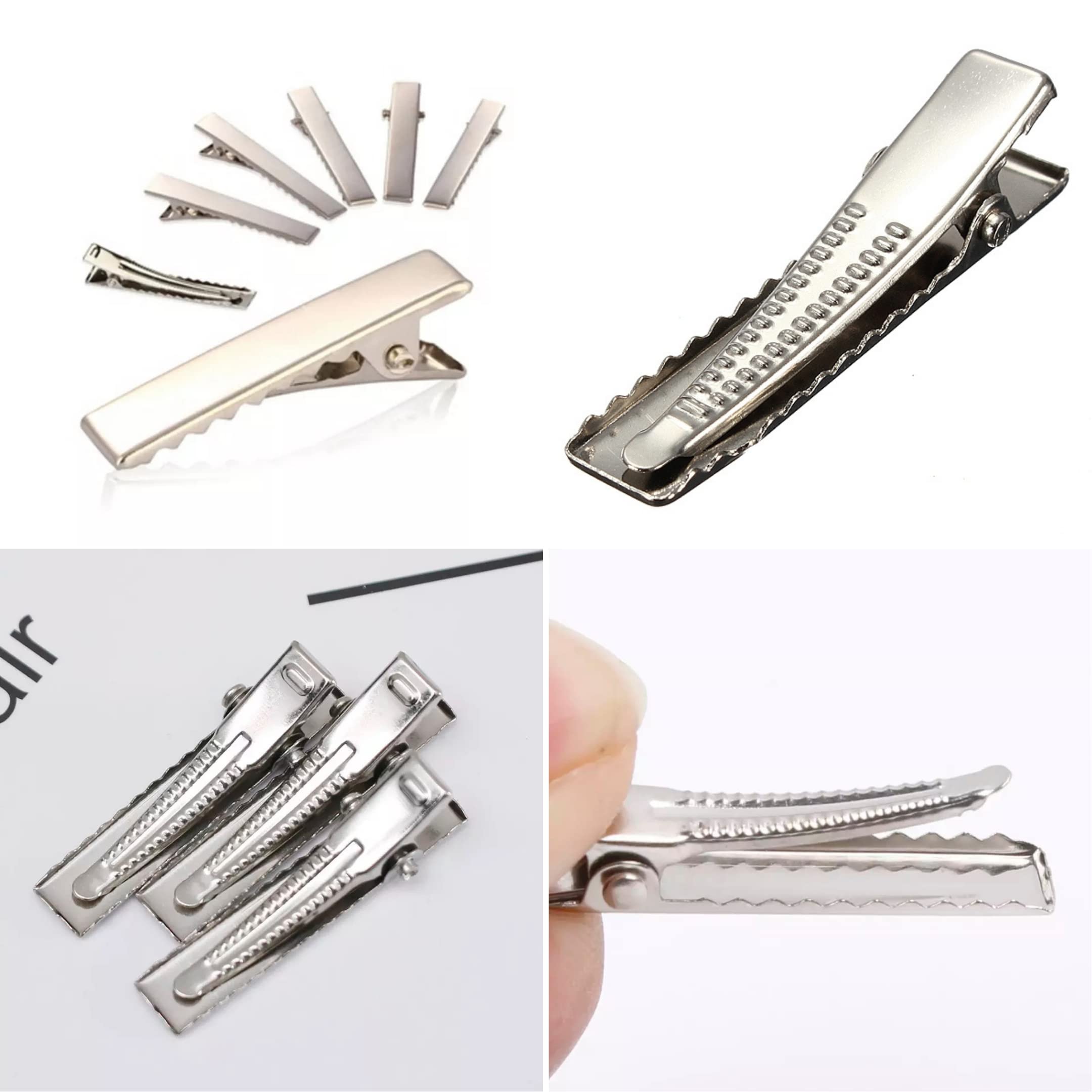 RAWAT® 100pcs 3cm Small Silver Metal Alligator Hair Clips - Strong Single Prong Hairpins for DIY Hair Bows, Kids & Women's Hair Accessories (30mm) - Perfect for Parties, Weddings & Daily Styling