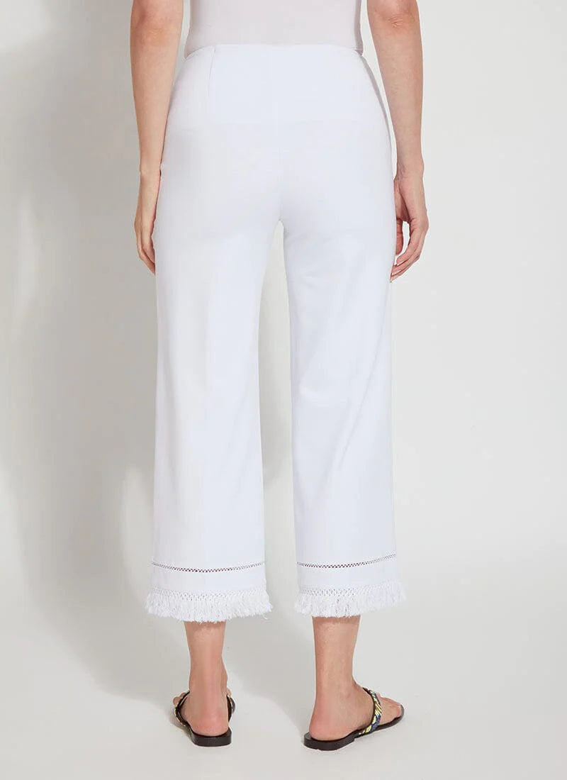 Cropped Wide Leg Pants for Women - High Waisted White Beach Pants | Comfortable Summer Trousers for Vacation, Travel & Casual Outings