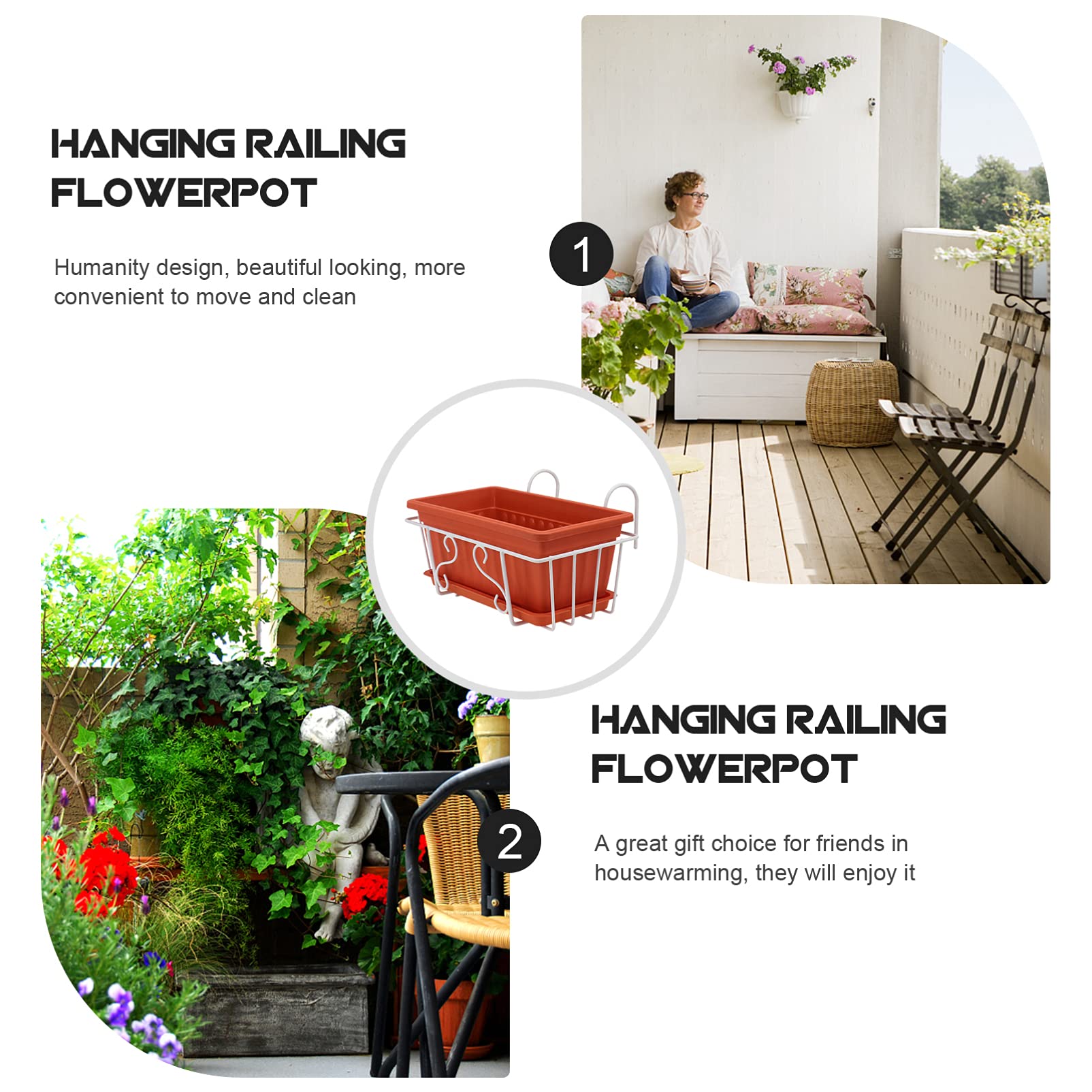 Hemoton 1 Set Plastic Hanging Flower Pot for Vegetables & Plants - Multi-Functional Balcony Railing Planter, Gardening Supplies for Indoor & Outdoor Use - Perfect for Small Space Gardening, Vertical Gardens & Urban Balconies