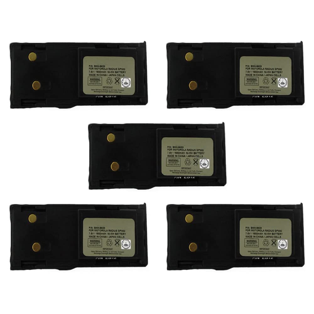 Synergy Digital 2-Way Radio Batteries for Motorola GTX Privacy Plus - Ni-MH 7.5V 1650mAh Rechargeable Battery Pack (5-Pack) - Perfect for Security, Construction & Outdoor Communication