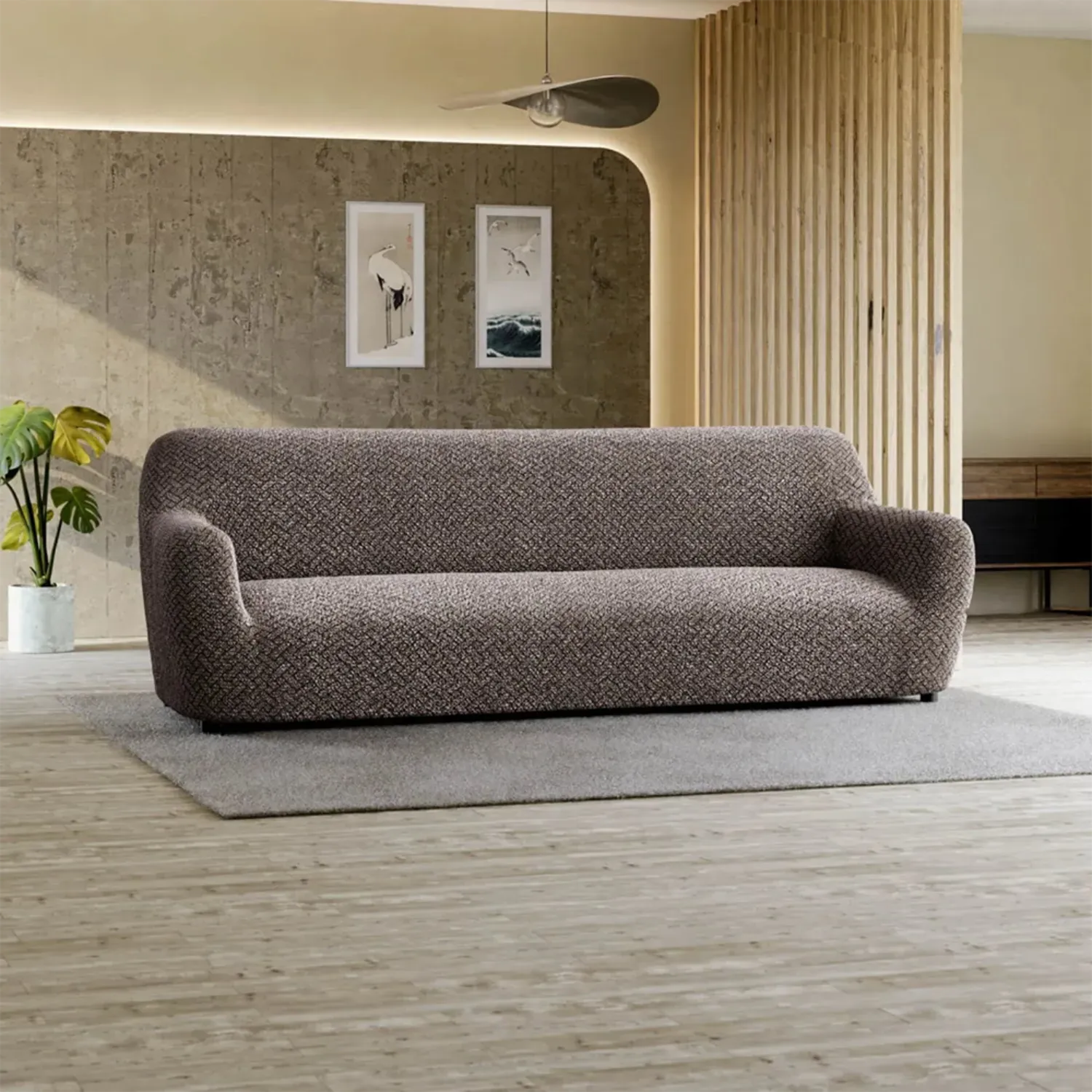 4 Seater Sofa Slipcover - Soft Microfiber Fabric with Stylish Prints - Perfect for Living Room, Family Room & Home Decor