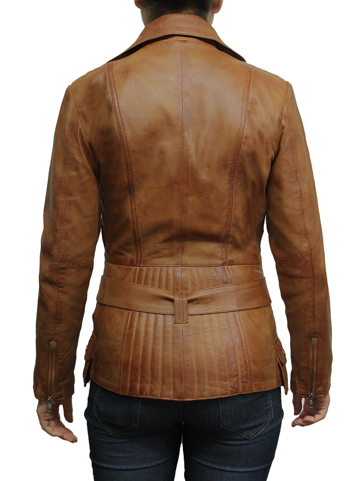 BRANDSLOCK Women's Classic Genuine Leather Biker Jacket - Stylish Motorcycle Jacket for Riding, Fashion & Outdoor Activities