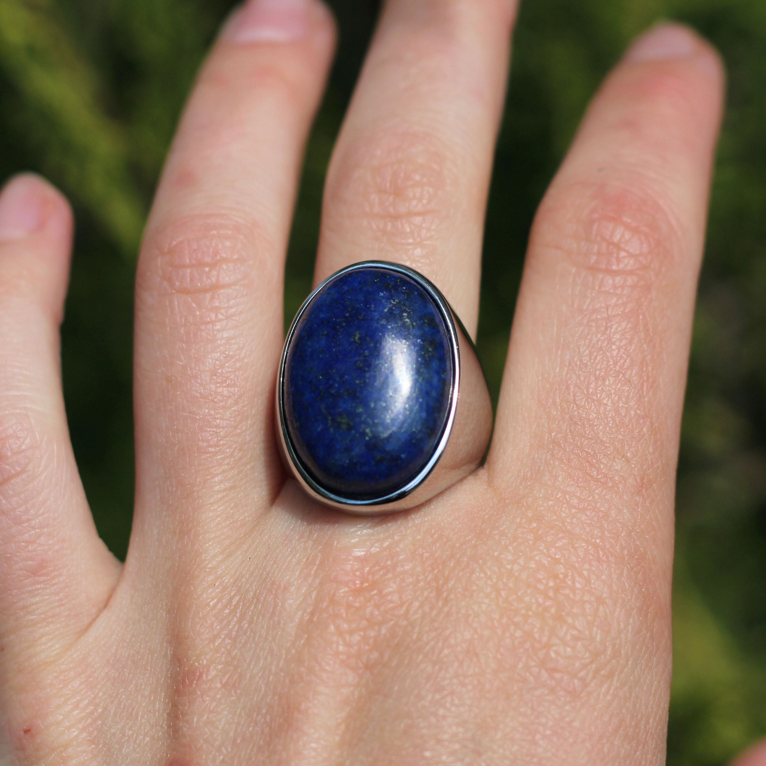 Lapis Lazuli Oval Cut Ring - Genuine Blue Stone Jewelry for Women | Perfect for Weddings, Gifts & Everyday Elegance