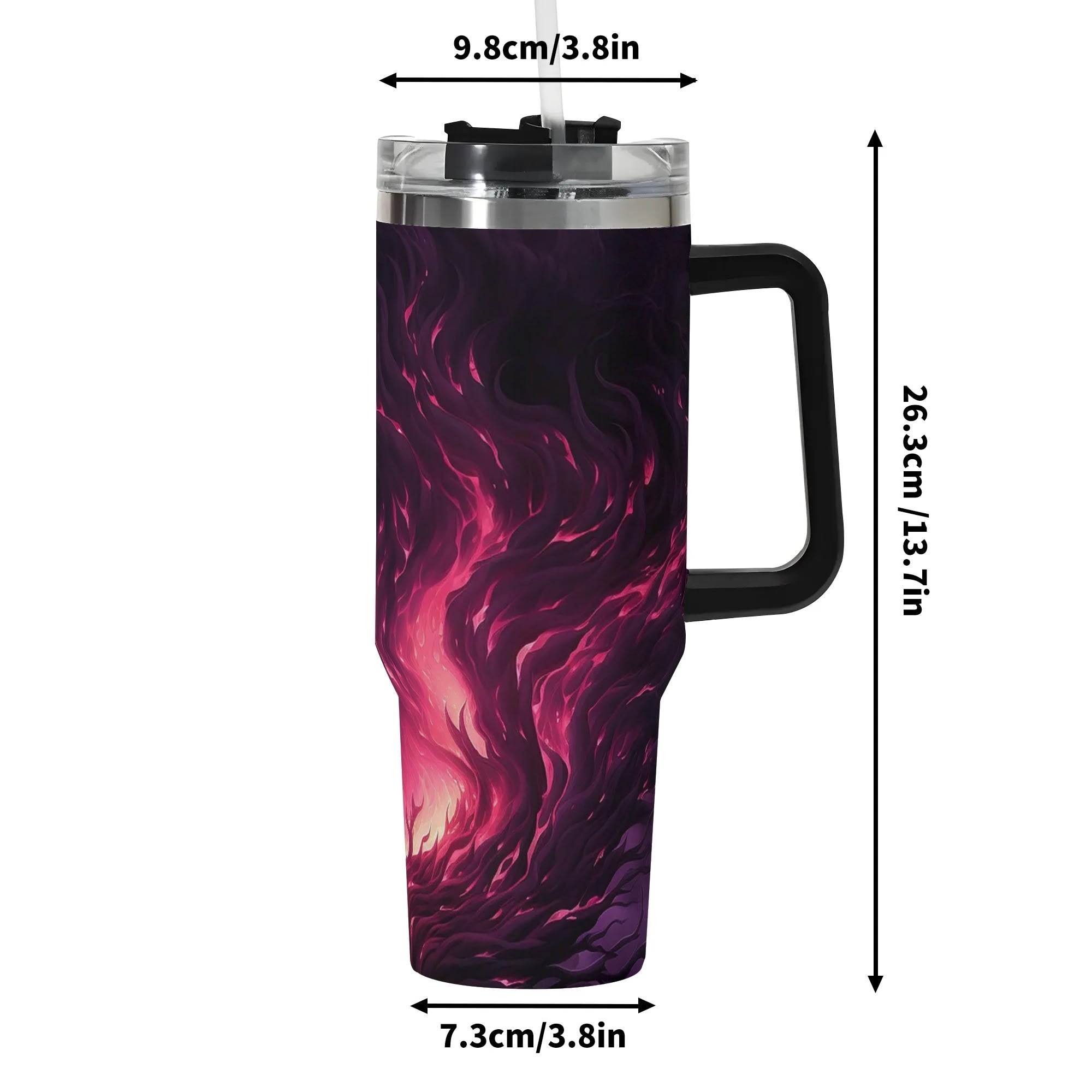 Midnight Dream 40 Oz Insulated Tumbler with Handle & Straw Lid - Leakproof Stainless Steel Travel Mug for Coffee, Tea & Cold Drinks - Perfect for Office, Gym, Camping & Road Trips