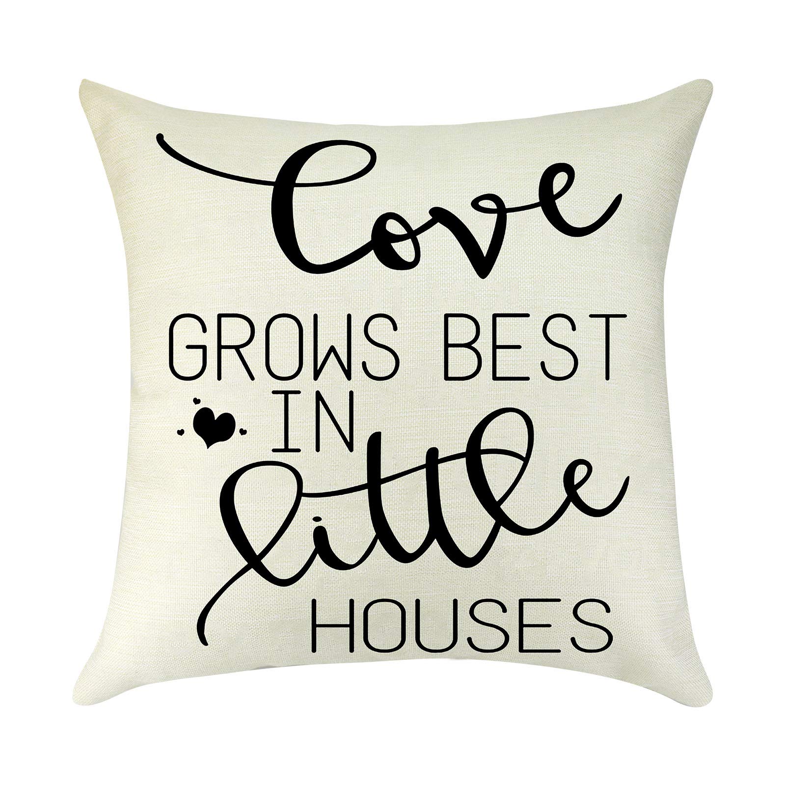 Farmhouse Cotton Linen Throw Pillow Cover - Inspirational Home Decor Gift for Women, Housewarming, Birthday & Thanksgiving - Perfect for Living Room, Bedroom & New Home Decor