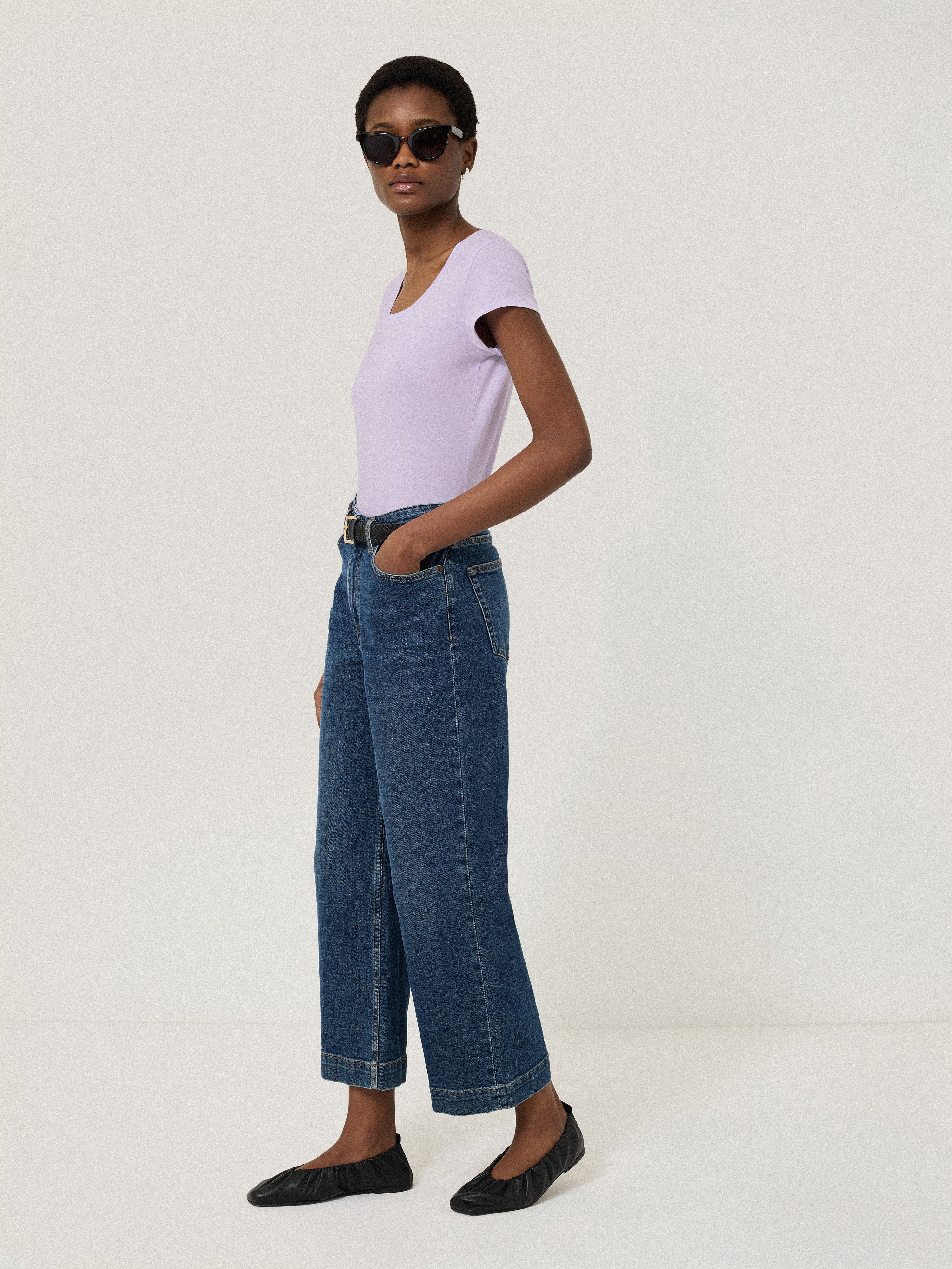 Supima Cotton Scoop Neck T-Shirt for Women - Soft Lilac Ice Casual Tee | Perfect for Everyday Wear, Layering & Summer Outfits