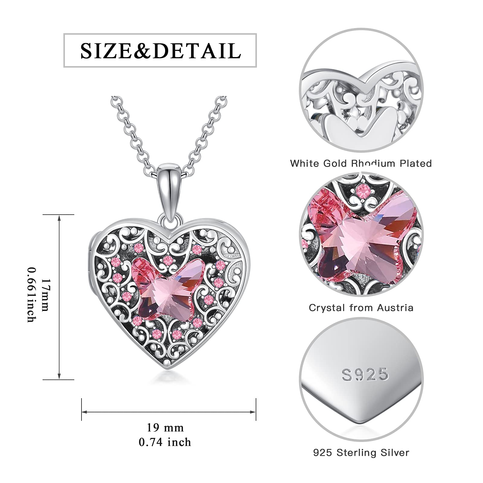 Dorunmo 925 Sterling Silver Heart Locket Necklace - Photo Pendant for Pictures - Perfect for Valentine's Day, Anniversary & Mother's Day Gifts