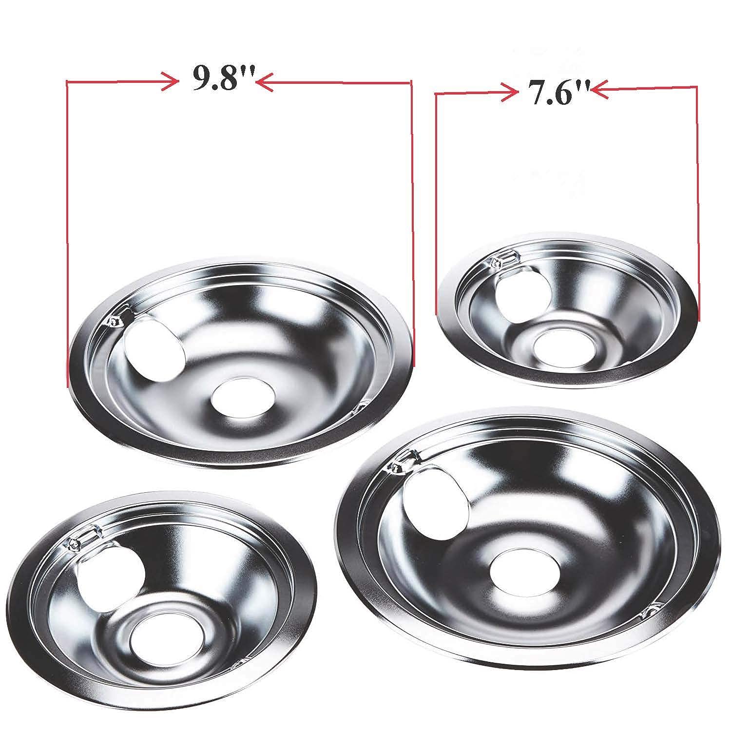 GE68C Chrome Drip Pan Bowls & WB30M1 WB30M2 Burner Surface Elements Replacement for GE Stove - Compatible with GE Electric Range Cooktop - Perfect for Kitchen Maintenance and Cooking Safety