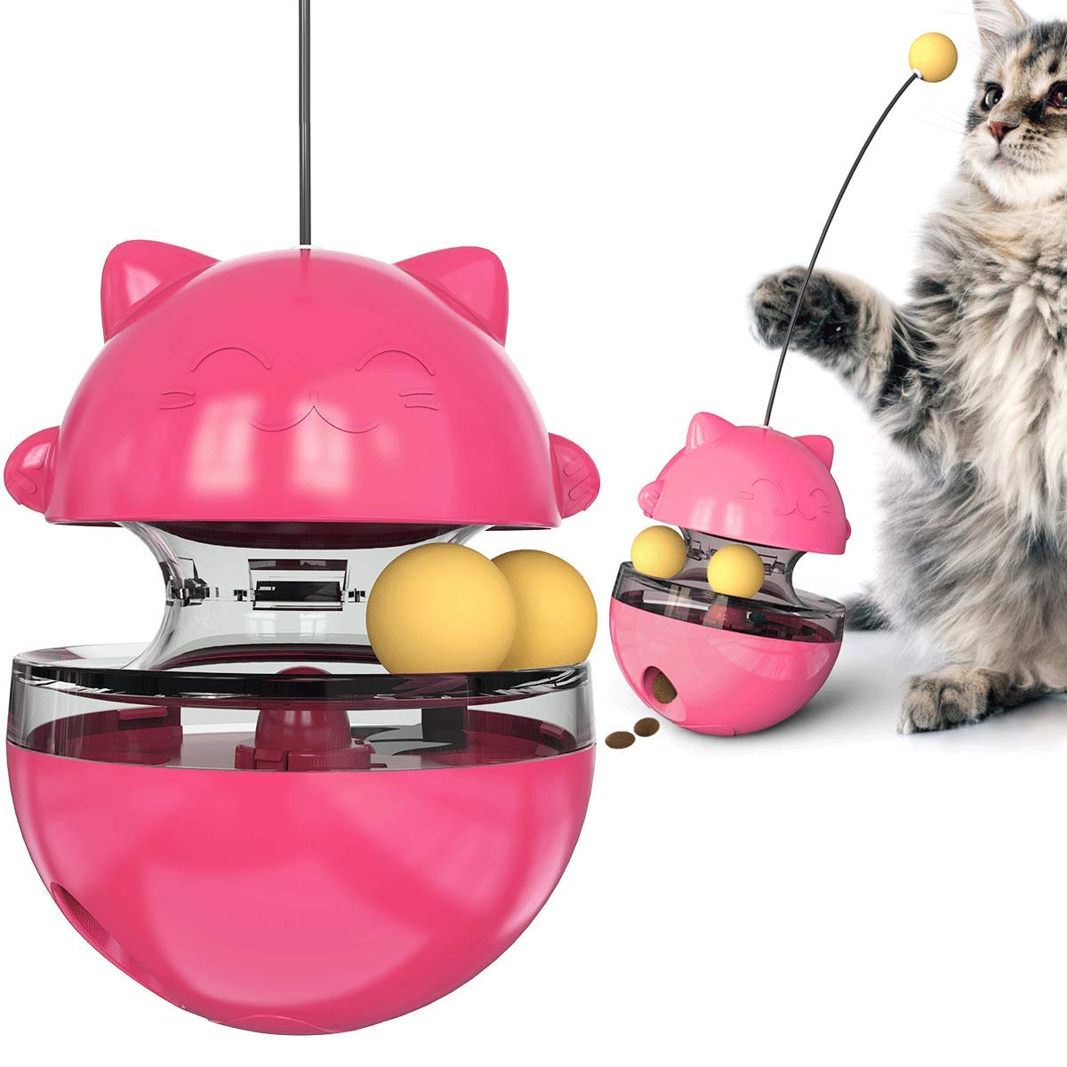 MODODOU Adjustable Cat Treat Dispenser IQ Ball Toy - Slow Feeder Pet Food Puzzle for Cats & Dogs - Interactive Enrichment & Exercise Toy for Indoor Pets (Perfect for Mealtime Fun & Boredom Relief)