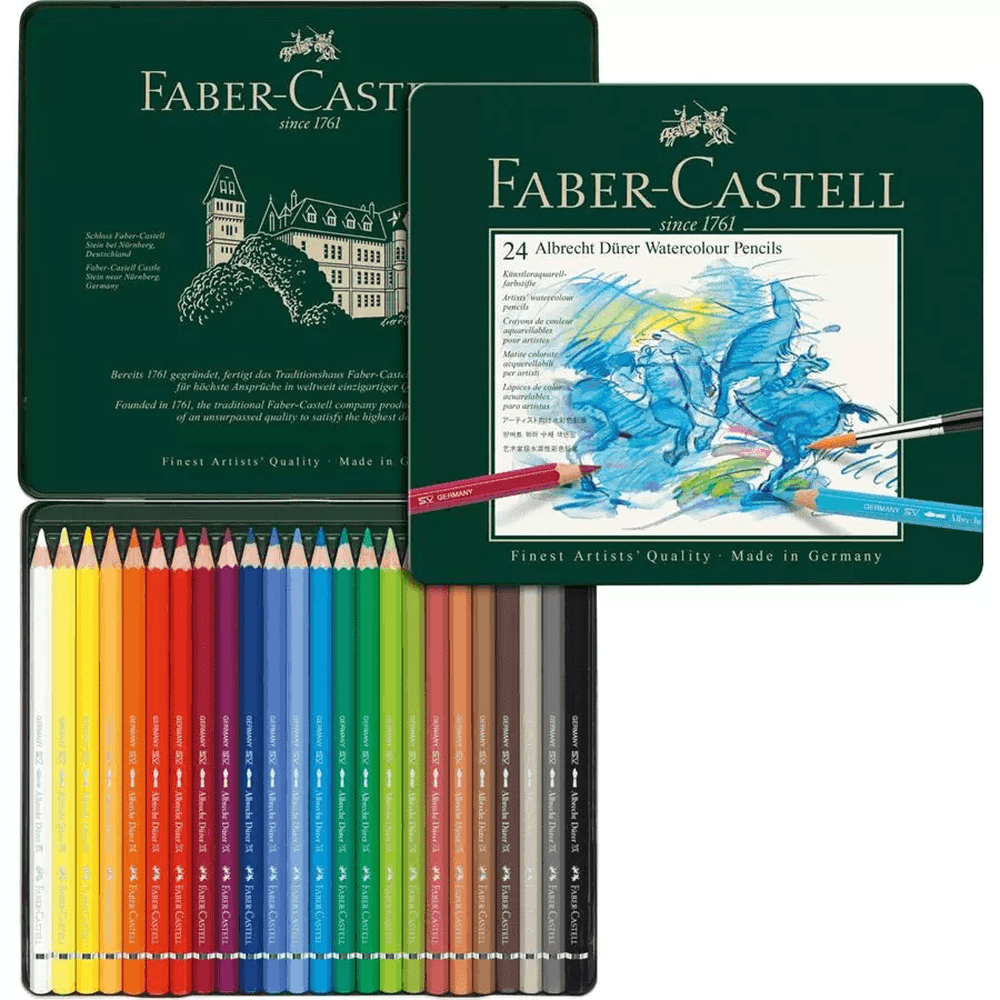 Faber-Castell Albrecht Durer Watercolor Pencils Set of 24 - Premium Artist Grade Colored Pencils for Drawing, Sketching & Painting - Perfect for Professional Artists & Beginners