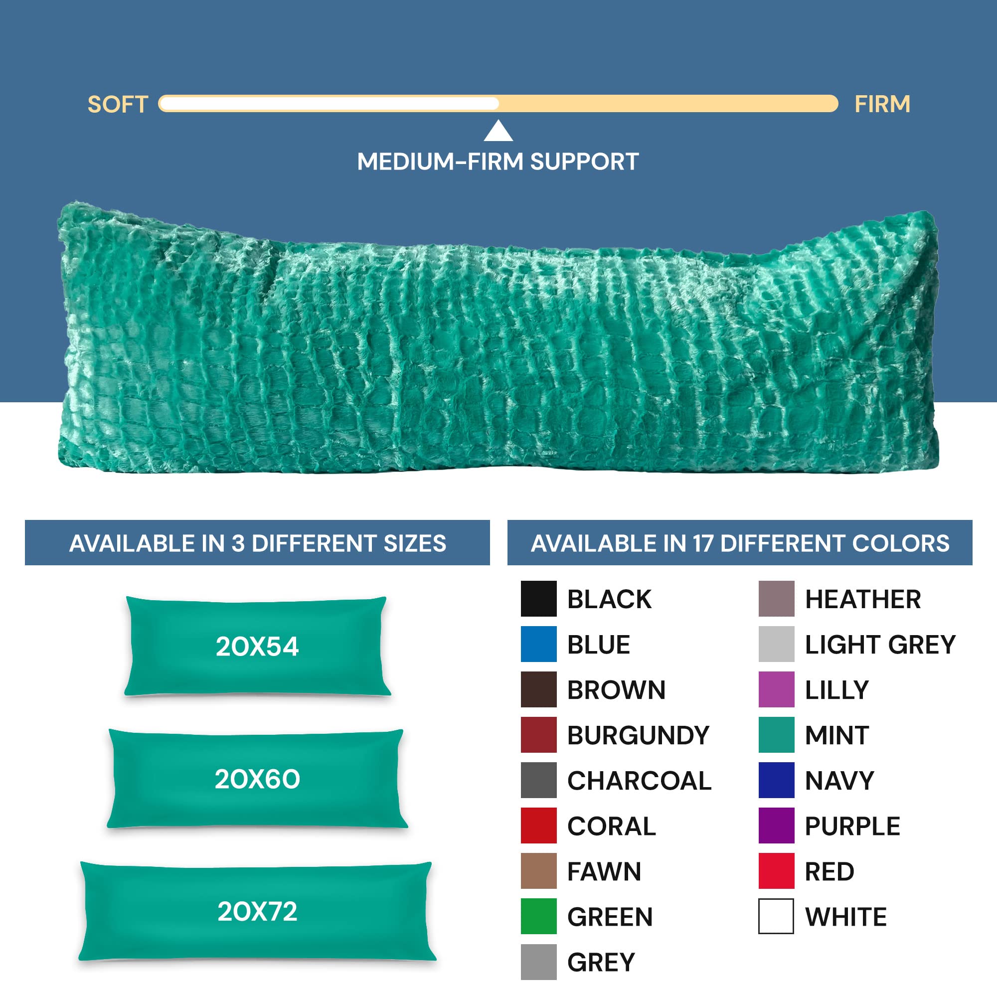 Pillowtex Ultra Soft Plush Body Pillow - 20x60 Inches Mint Green - Perfect for Sleeping, Lounging & Pregnancy Support