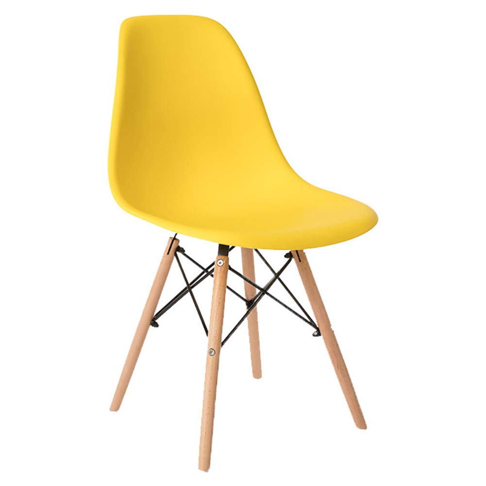Mid-Century Modern Shell Lounge Chair with Natural Wooden Legs - DSW Plastic Dining Side Chair for Kitchen, Living Room, Bedroom - Multiple Color Options - Perfect for Home Decor & Relaxing Spaces