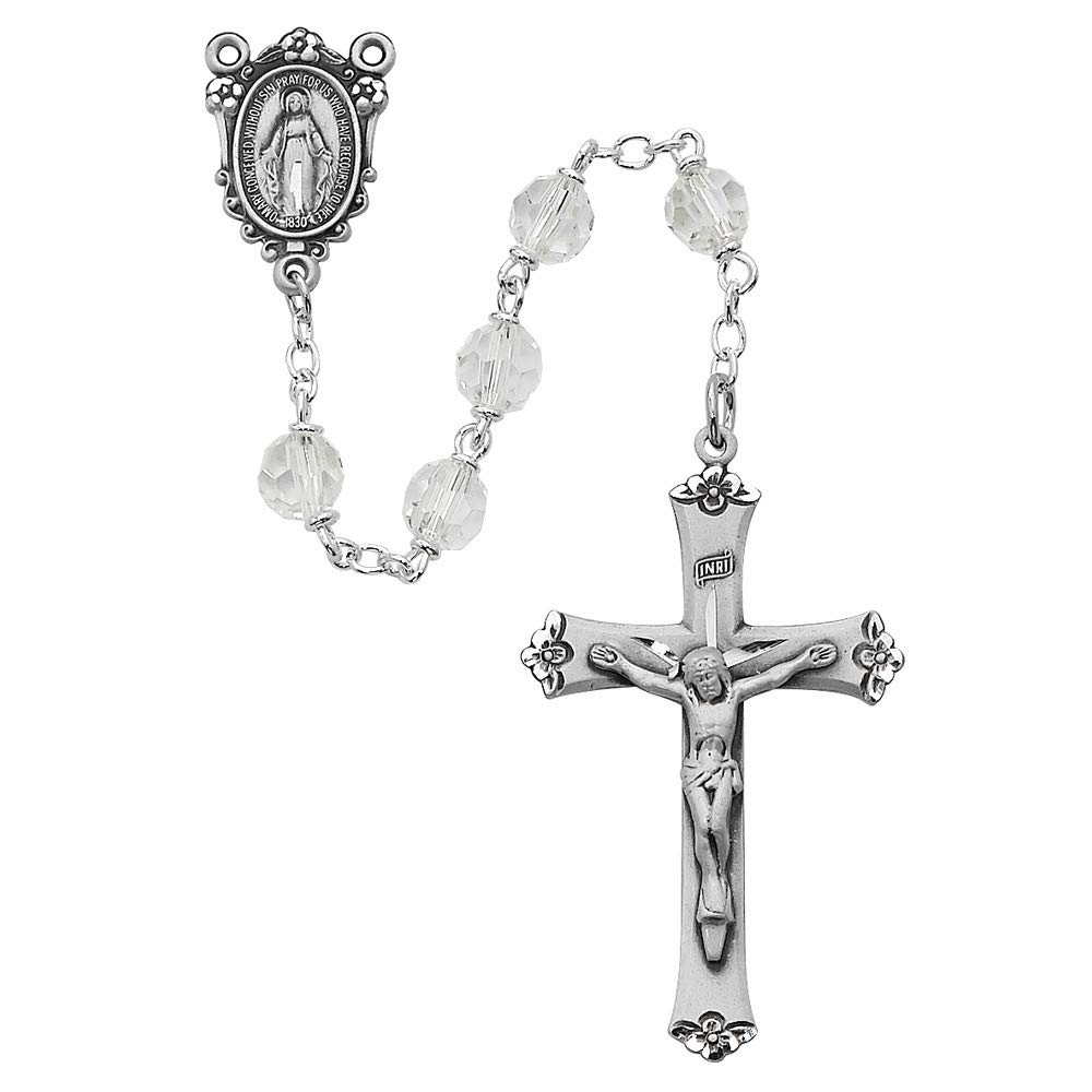 Bonyak Crystal Rosary Necklace - Elegant Tin Cut Jewelry Set with Gift Box | Perfect for Prayer, Meditation & Spiritual Gifts