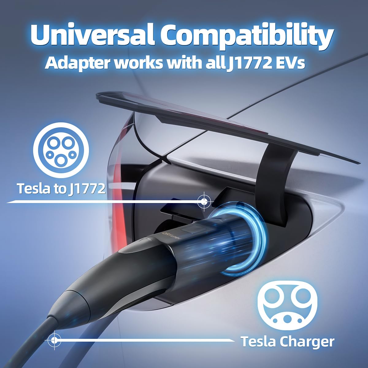 Tesla to J1772 Charging Adapter 80A 240V - Level 2 EV Charger Converter for Tesla Wall Connector & Mobile Charger - Compatible with Destination Chargers - Perfect for Home, Office & Public Charging Stations
