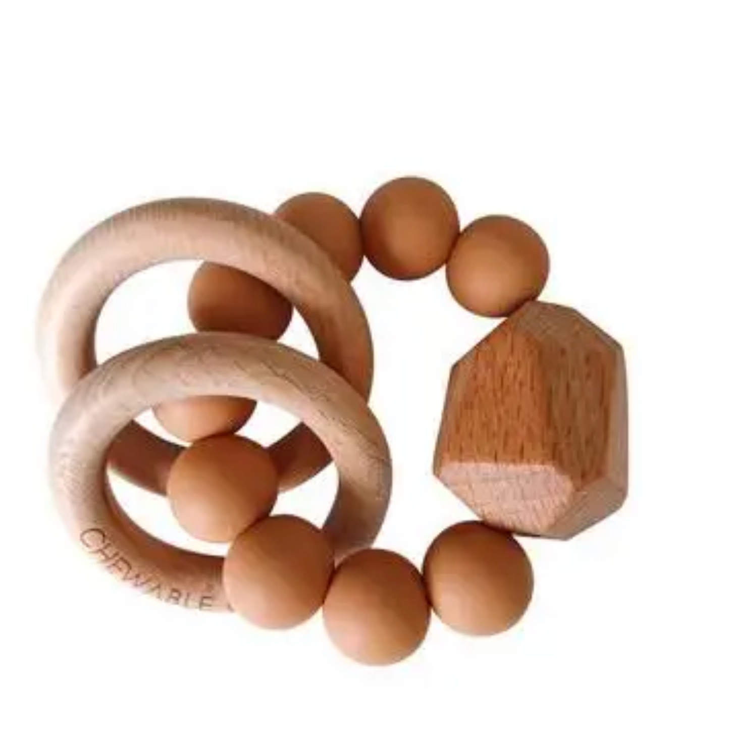 Organic Wooden Teething Ring for Babies - Natural Terra Cotta Chew Toy for Soothing Sore Gums | Safe & Non-Toxic Infant Teether for Newborns & Toddlers | Perfect for Home, Travel & Daycare Use