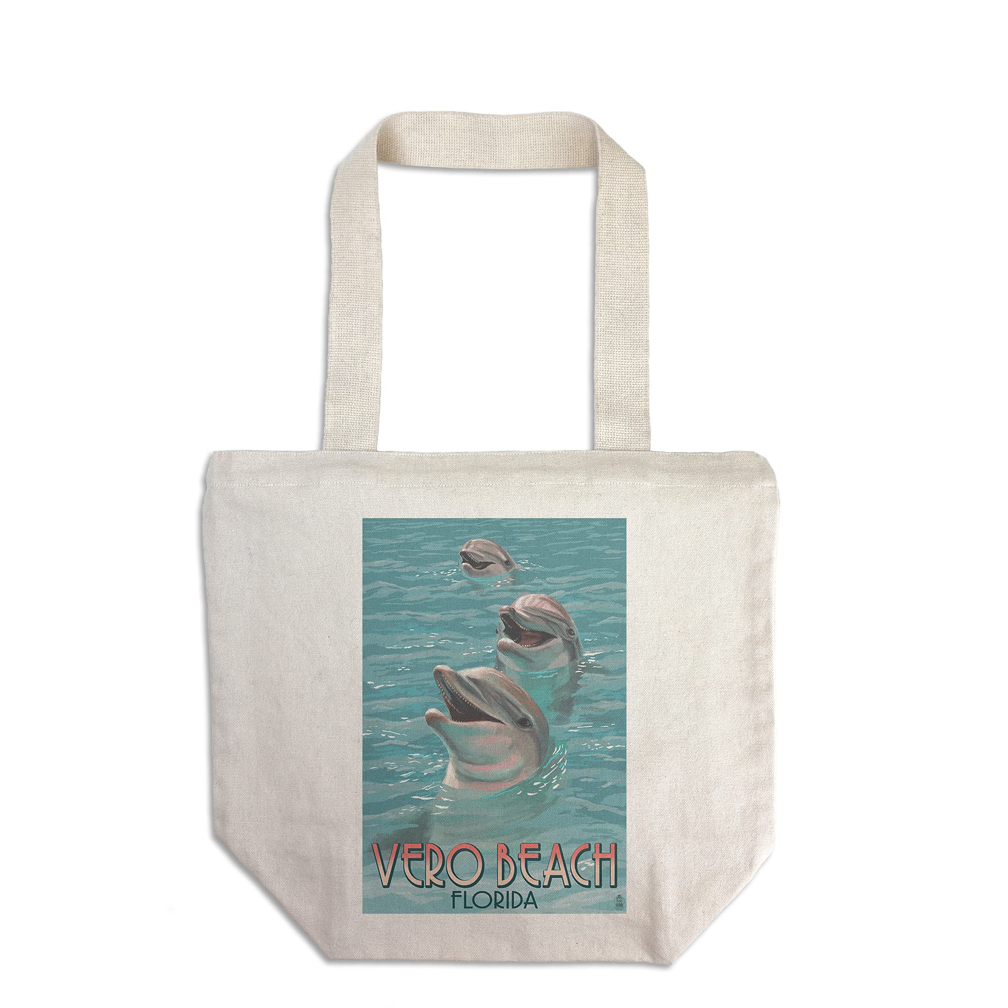 Dolphin Trio Vero Beach Florida - 100% Cotton Canvas Reusable Tote Bag for Shopping, Beach & Eco-Friendly Lifestyle