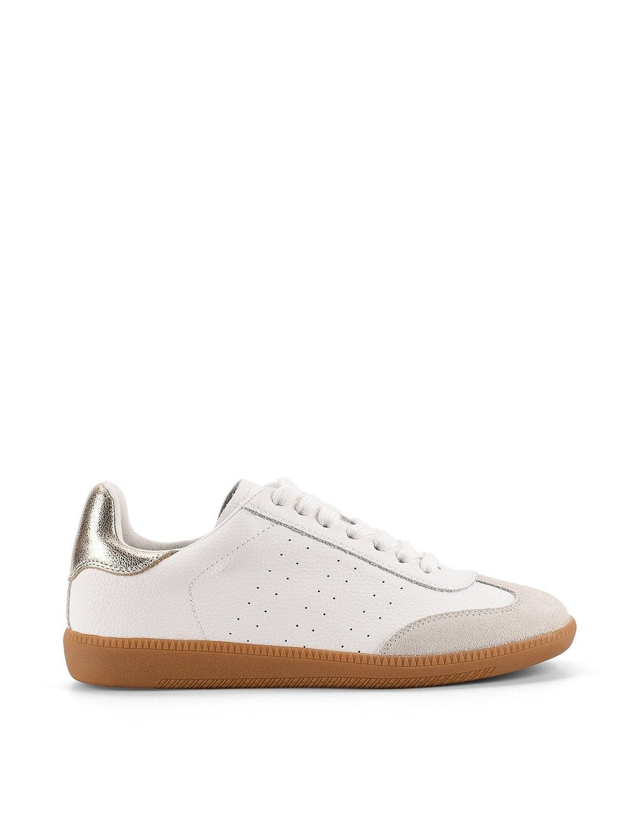 Sutton Cupsole Sneakers for Men & Women - White & Gold Leather Casual Shoes - Comfortable Walking & Fashion Sneakers for Daily Wear, Work, and Gym