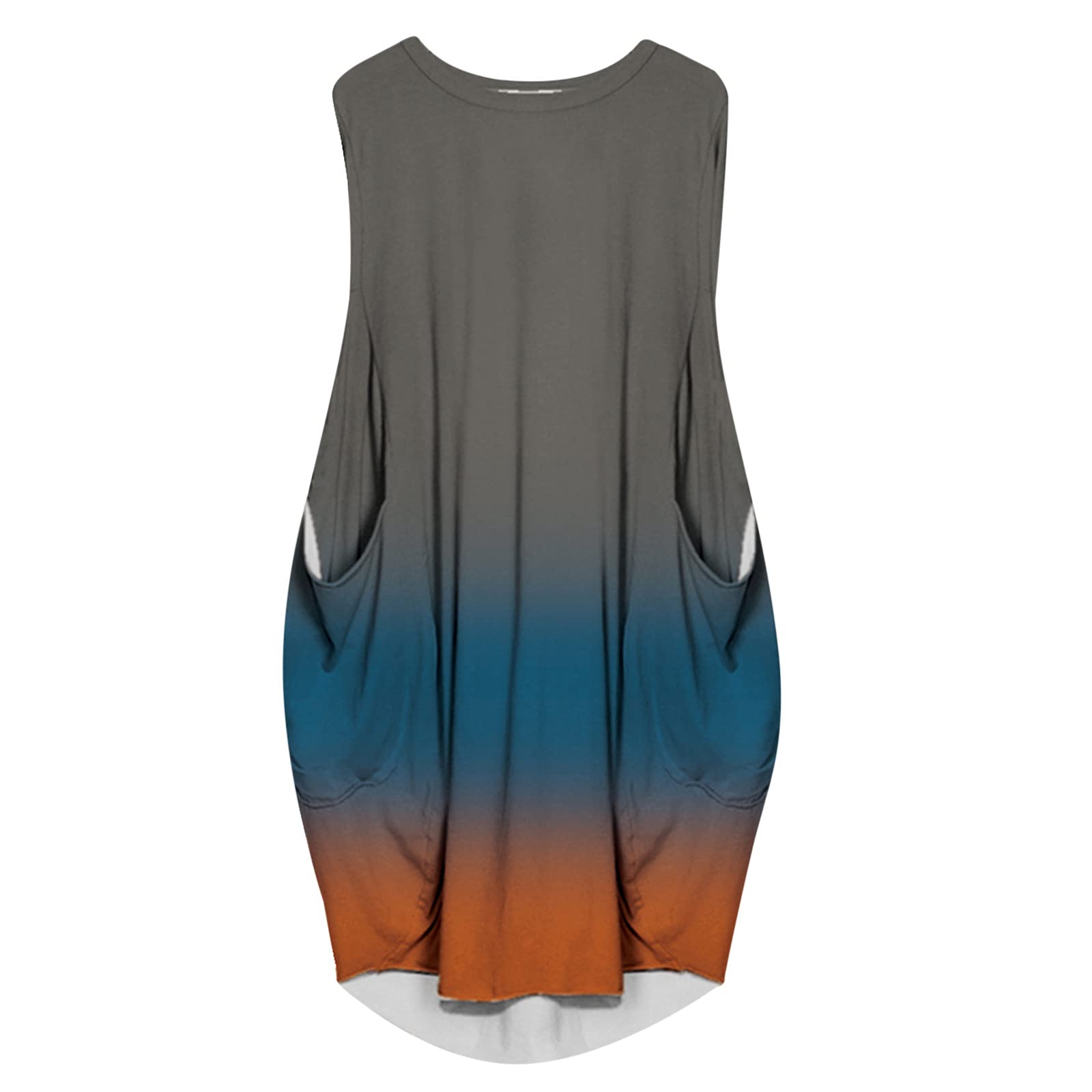 Drindf Women's Tie-Dye Oversized Baggy T-Shirt Dress - Sleeveless Midi Dress with Pockets for Casual Wear & Summer Parties | Loose Fit Comfortable Dress for Beach, Vacation and Daily Outfits