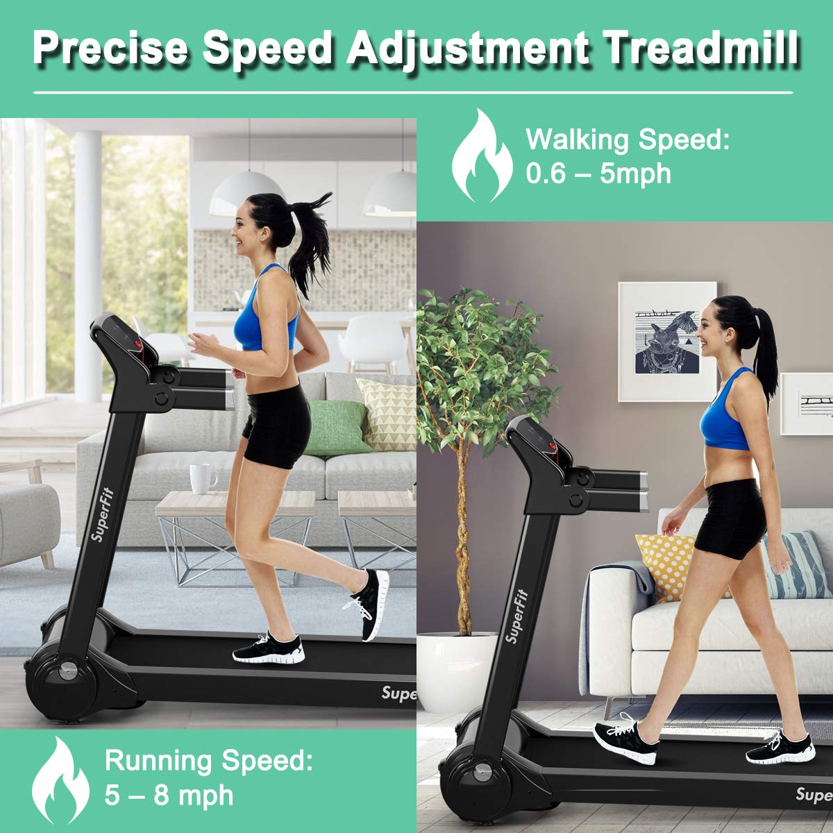 GYMAX Folding Treadmill - 3.0HP Quiet Running Machine with Bluetooth Speaker, HD Touchscreen & Smart App Control for Home & Office | Perfect for Cardio Workouts, Indoor Jogging & Walking Exercises