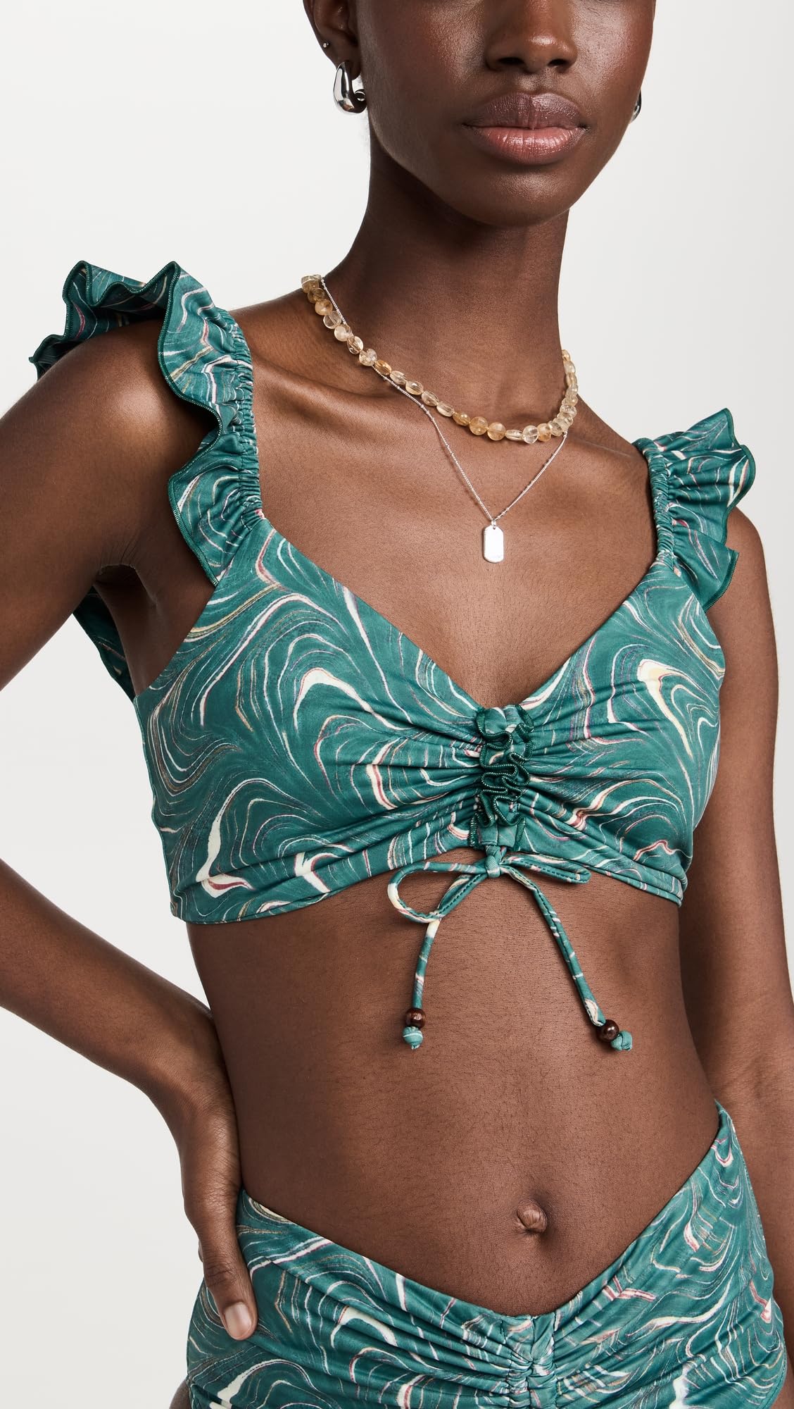 Sea Women's Amara Marble Print Bikini Top - Stylish Swimwear for Beach, Pool & Summer Vacations | Trendy Bikini Top for Women