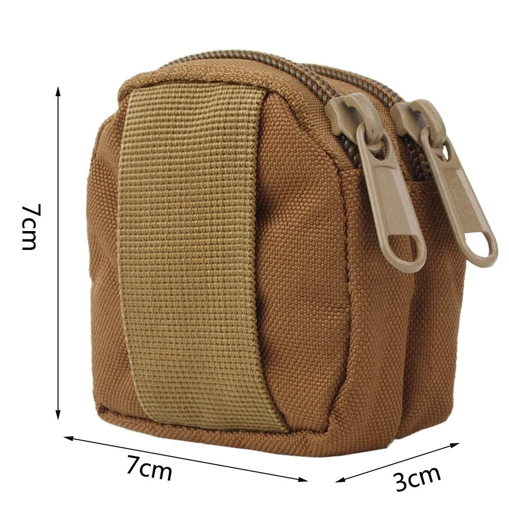 Tactical Coin Pouch Keychain - Small Round Military Gear Pouch for Outdoor Camping, Hunting & Hiking - Perfect for Storing Coins, Keys & Wireless Headset Accessories