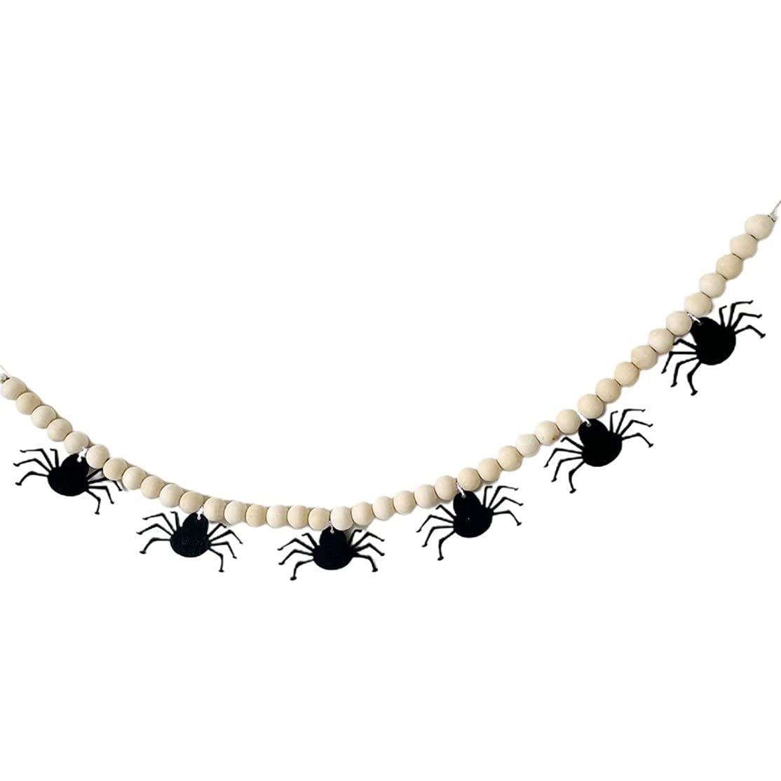 Halloween Beads String Decorative Bunting - Wood Pumpkin Pattern Party Banner for Halloween Decorations, Outdoor & Indoor Party Supplies