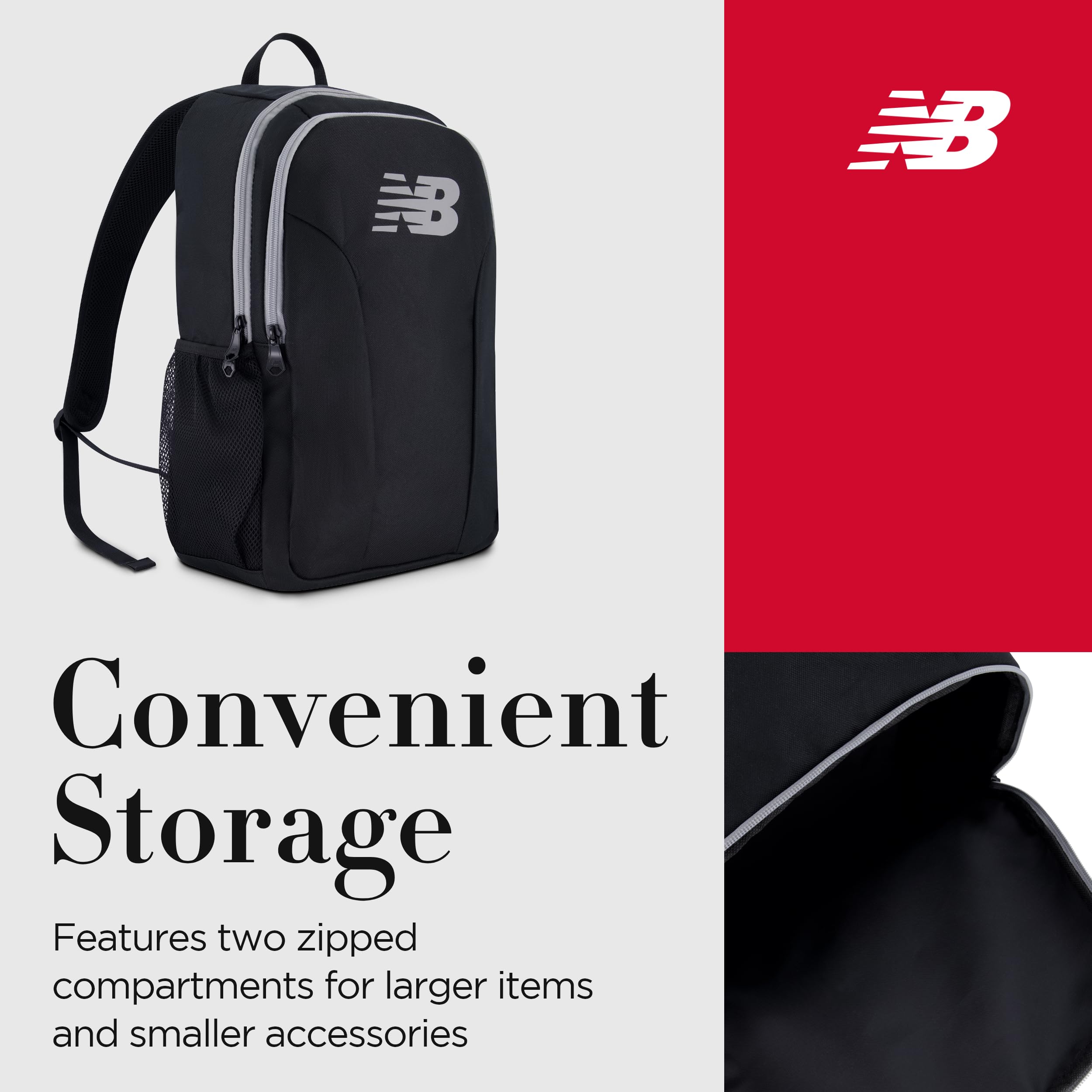 New Balance 19 Inch Laptop Backpack for Men & Women - Durable Travel Computer Bag with USB Charging Port - Perfect for Work, School & Business Trips (Black)