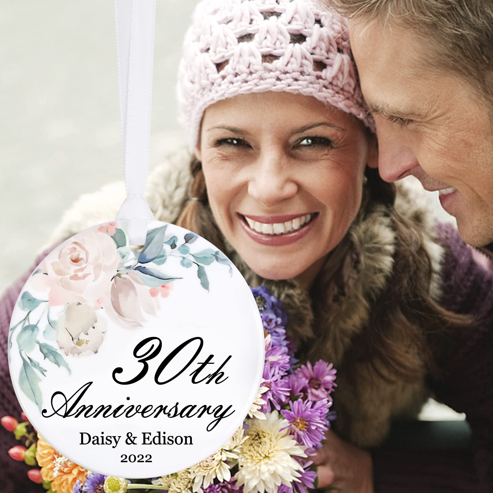 Custom Personalized Anniversary Wedding Christmas Ornaments - Engraved Years of Marriage Gift for Couples - Unique Christmas Tree Decor for Wedding, Christmas & Home Décor - Perfect for Anniversaries, Holidays & Special Occasions