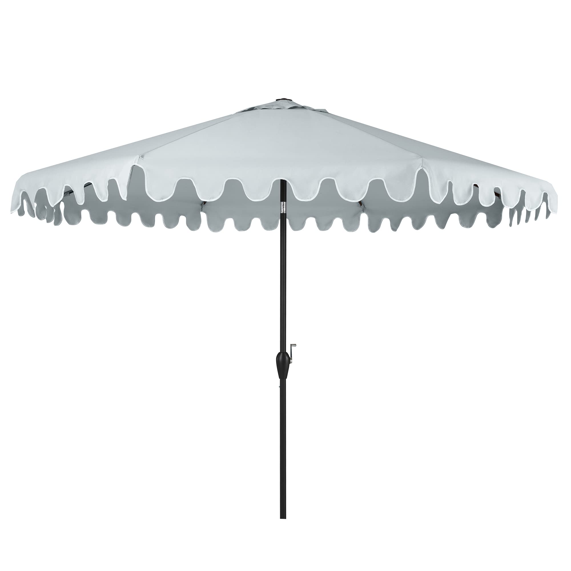 POLYTEAK 11 ft Outdoor Patio Umbrella with Crank & Tilt - 100% Polyester Sunbrella Fabric, UV Resistant, Fade Proof - Perfect for Garden, Poolside, Deck, and Backyard (Gray Canopy, Black Pole) - Ideal for Outdoor Dining, Lounging, and Sun Protection