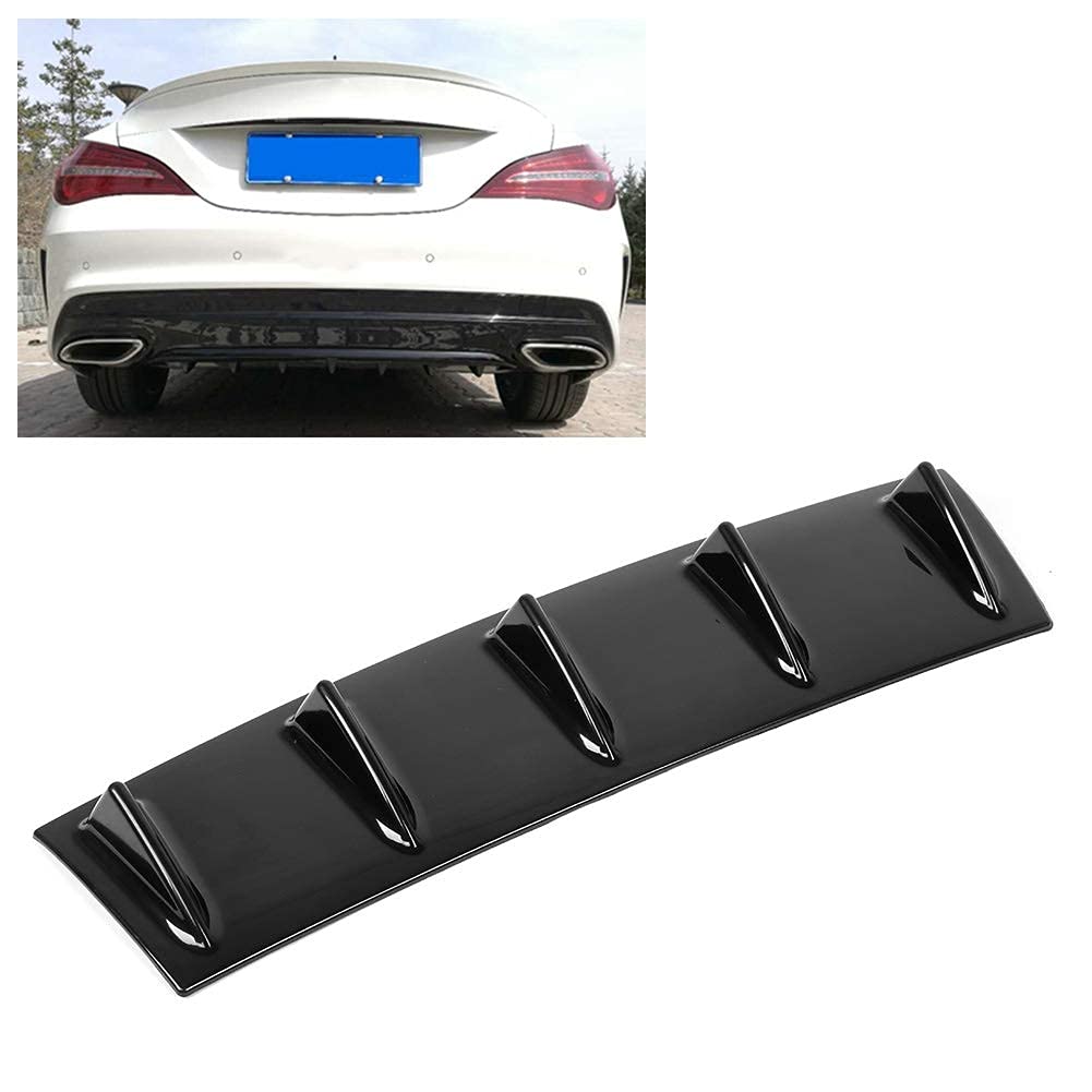 Universal Rear Bumper Diffuser - 5 Teeth Bumper Spoiler Shark Fin Deflector Lip for Cars & Trucks - Light Black - Enhances Aerodynamics & Sporty Look for Street Racing & Custom Builds