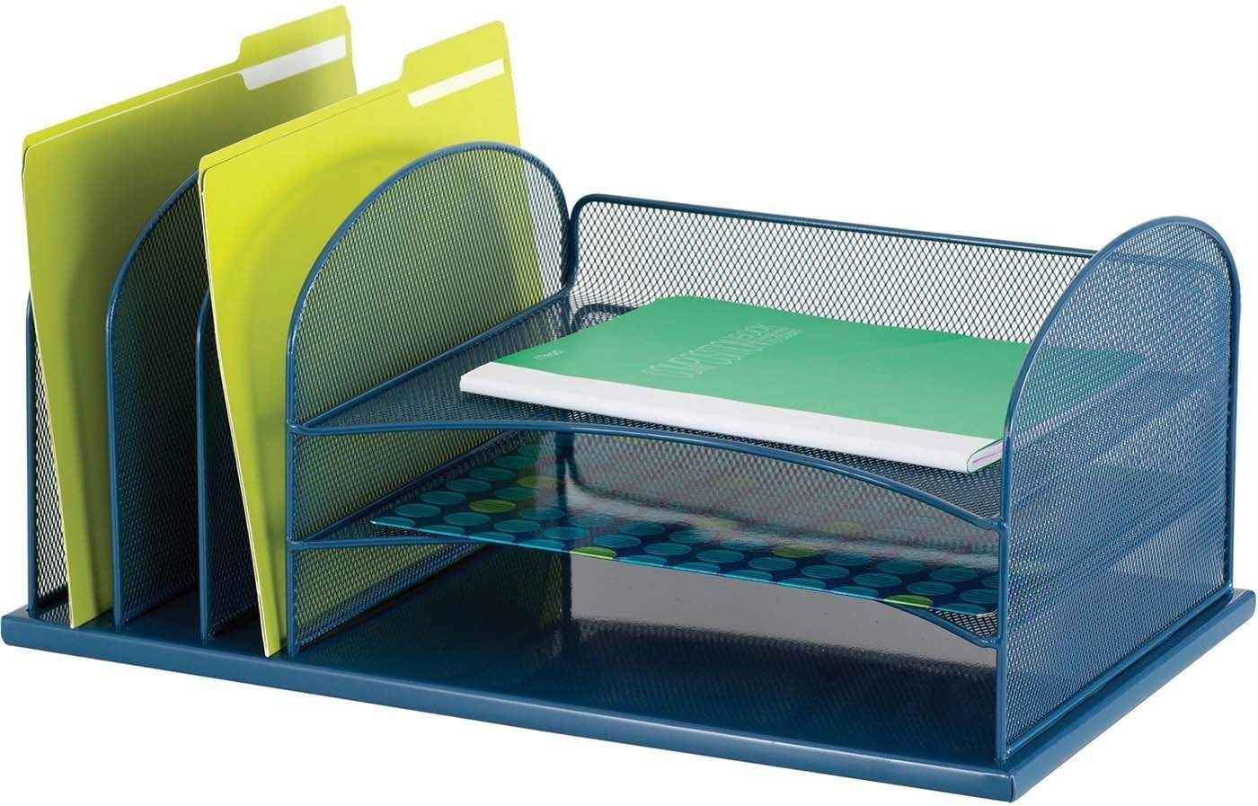 Onyx™ Mesh Desk Organizer - 3 Horizontal & 3 Upright Compartments [3254] - Perfect for Office, Home & School Organization