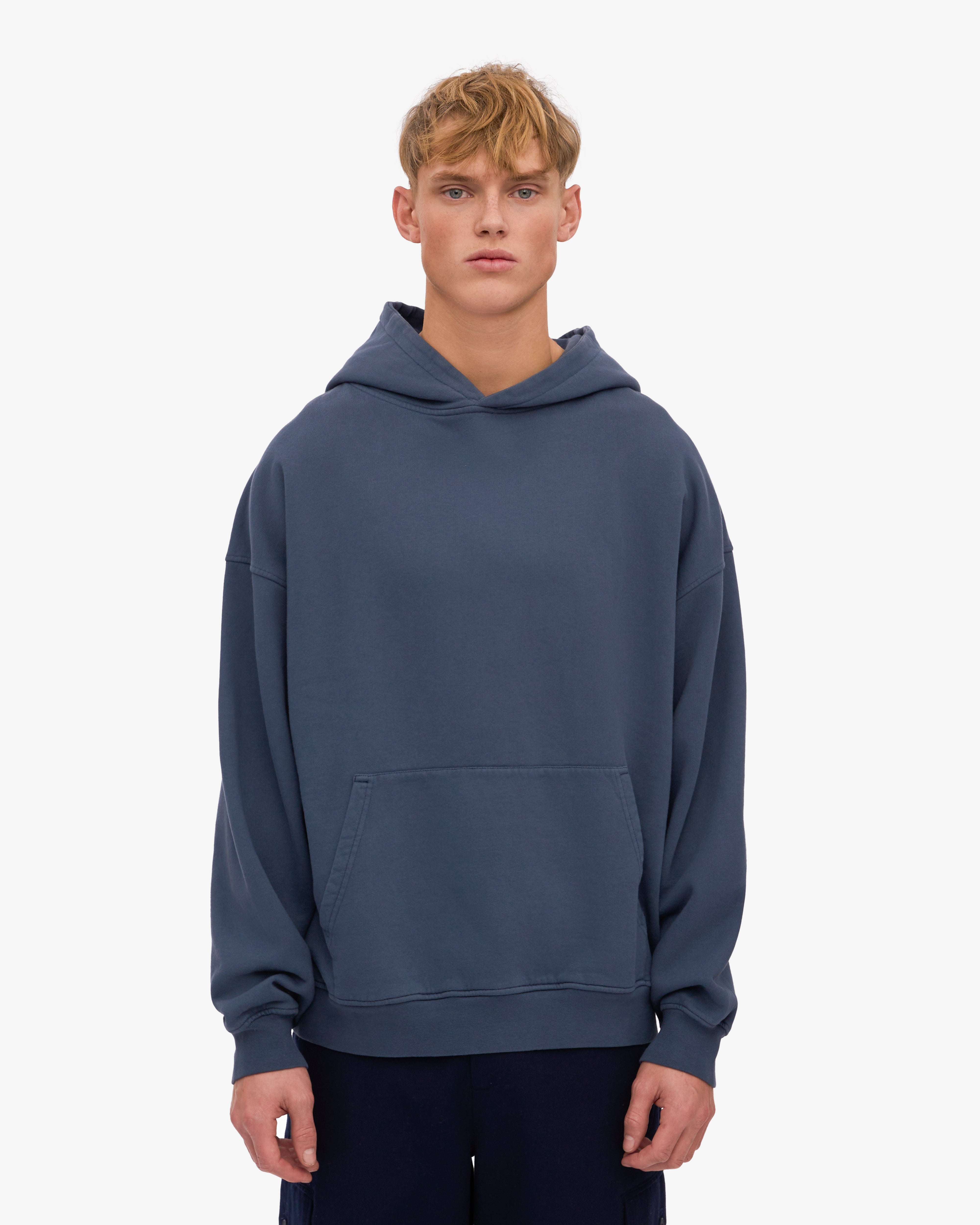 Organic Oversized Hoodie for Men & Women - Soft & Comfortable Petrol Blue Pullover Sweatshirt - Perfect for Casual Wear, Loungewear & Outdoor Activities